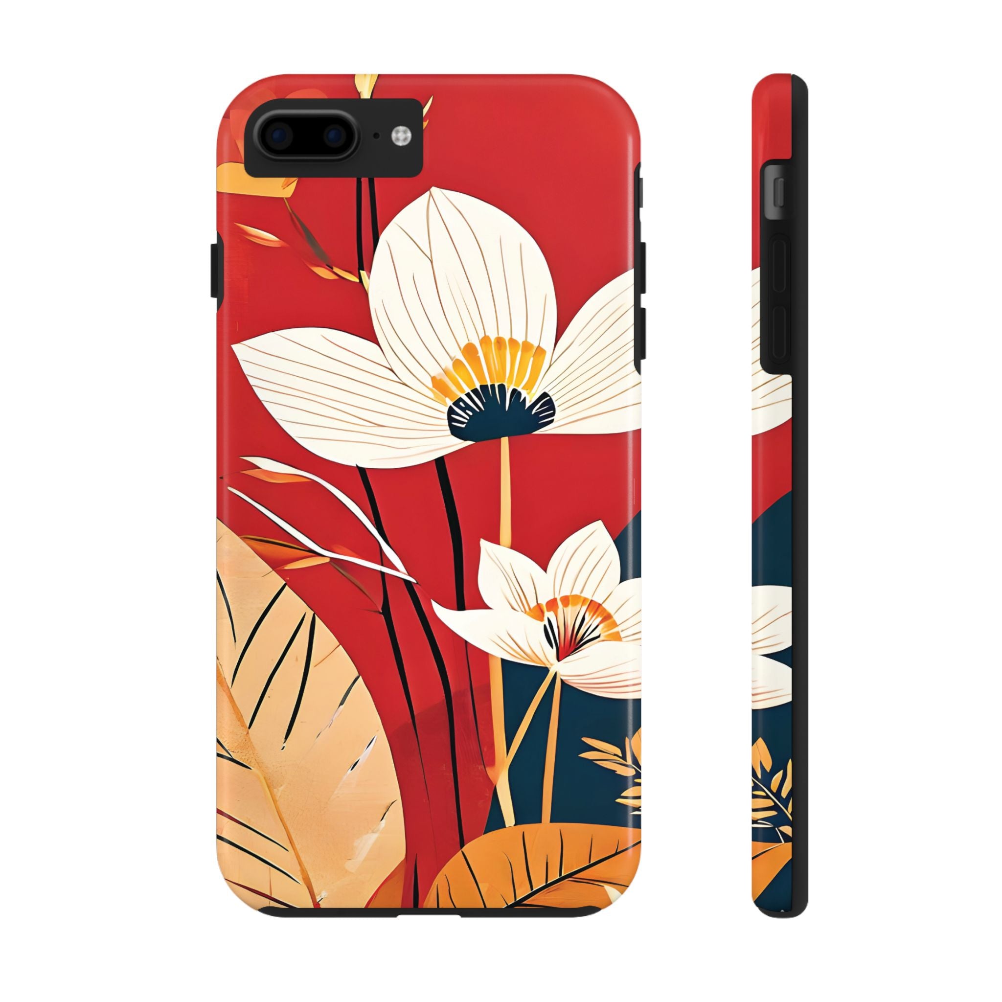 Fall Floral Impact Resistant Tough Phone Case Artistic Red Design for Nature Lovers iPhone Samsung Cover