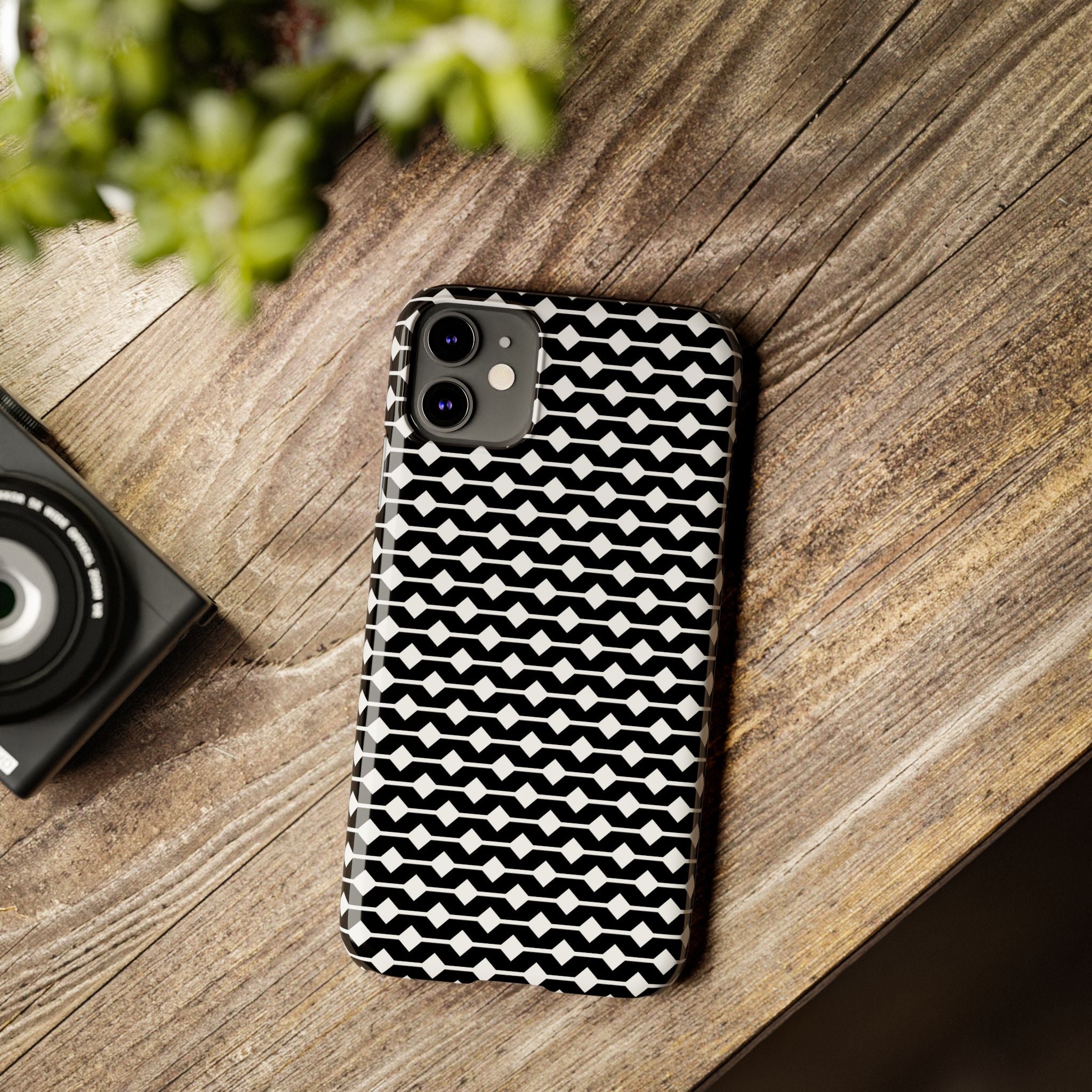 Black & White Diamond Slim Phone Case