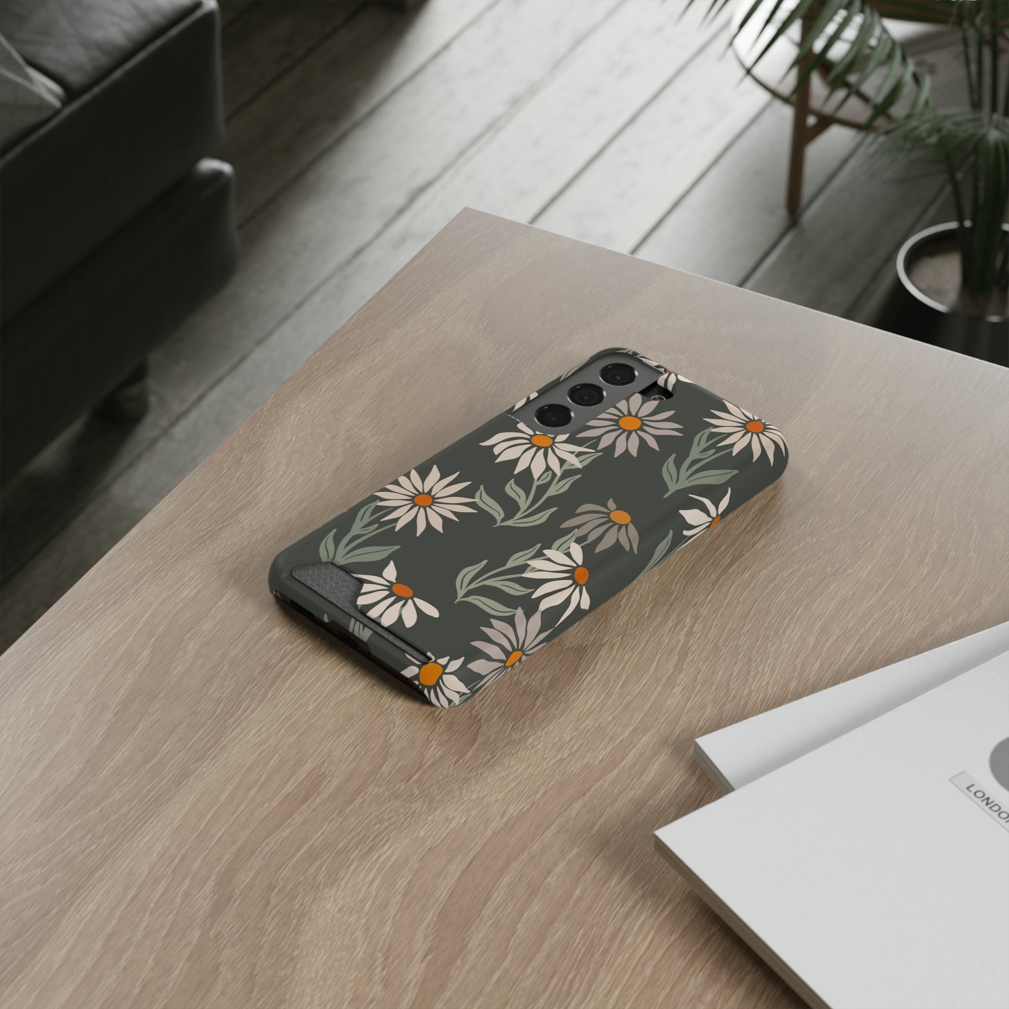 Floral Phone Case with Card Holder - Stylish & Functional Nature-Inspired Design