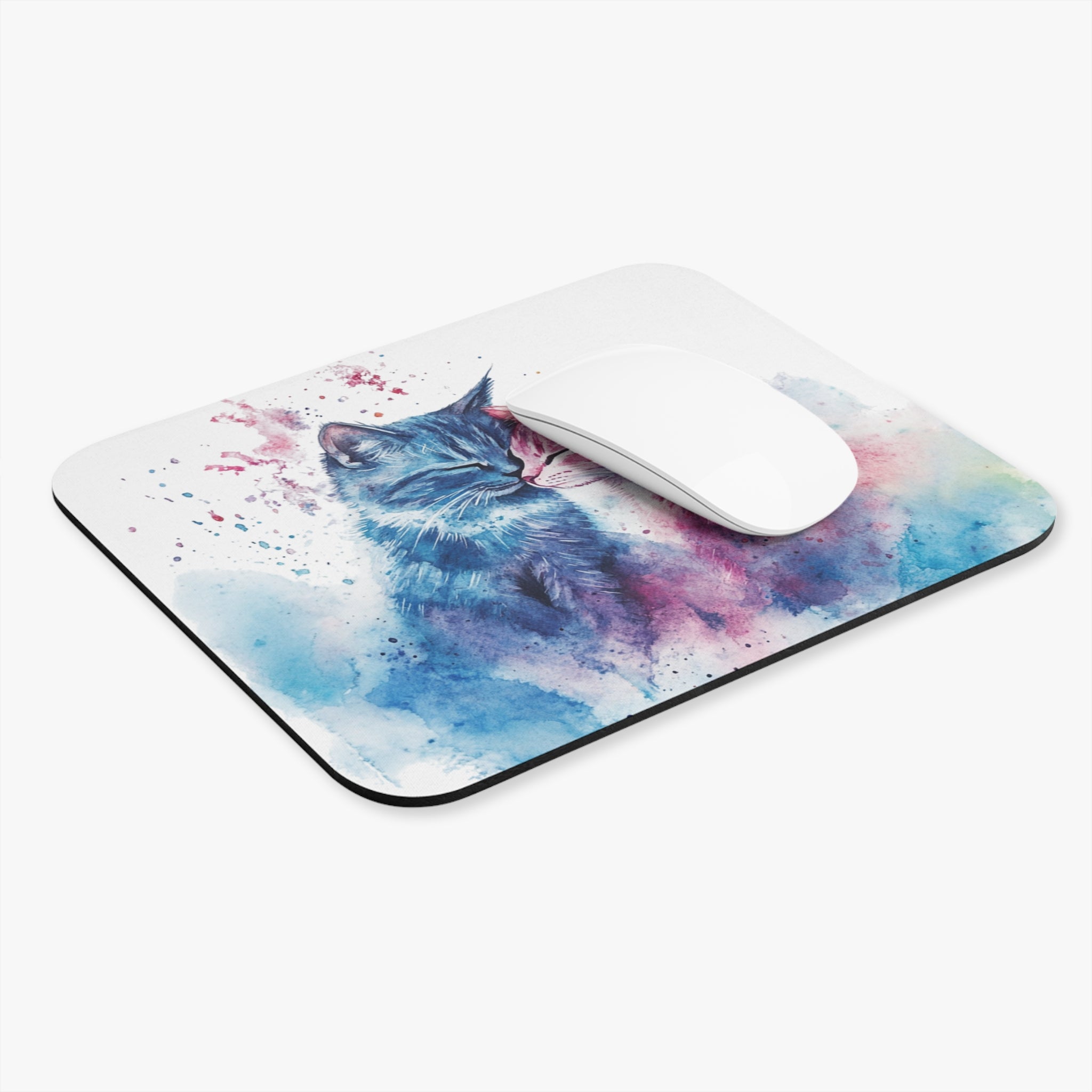 Adorable Cats Watercolor Mouse Pad Cute Desk Accessory for Cat Lovers