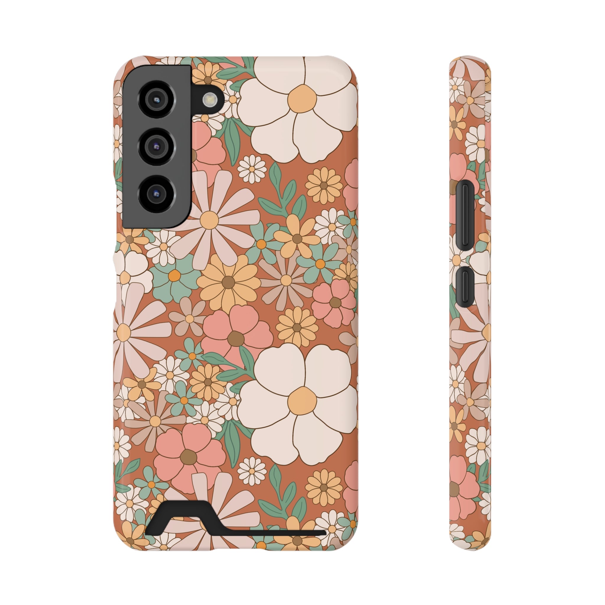 Floral Phone Case with Card Holder - Stylish & Functional for Everyday Use