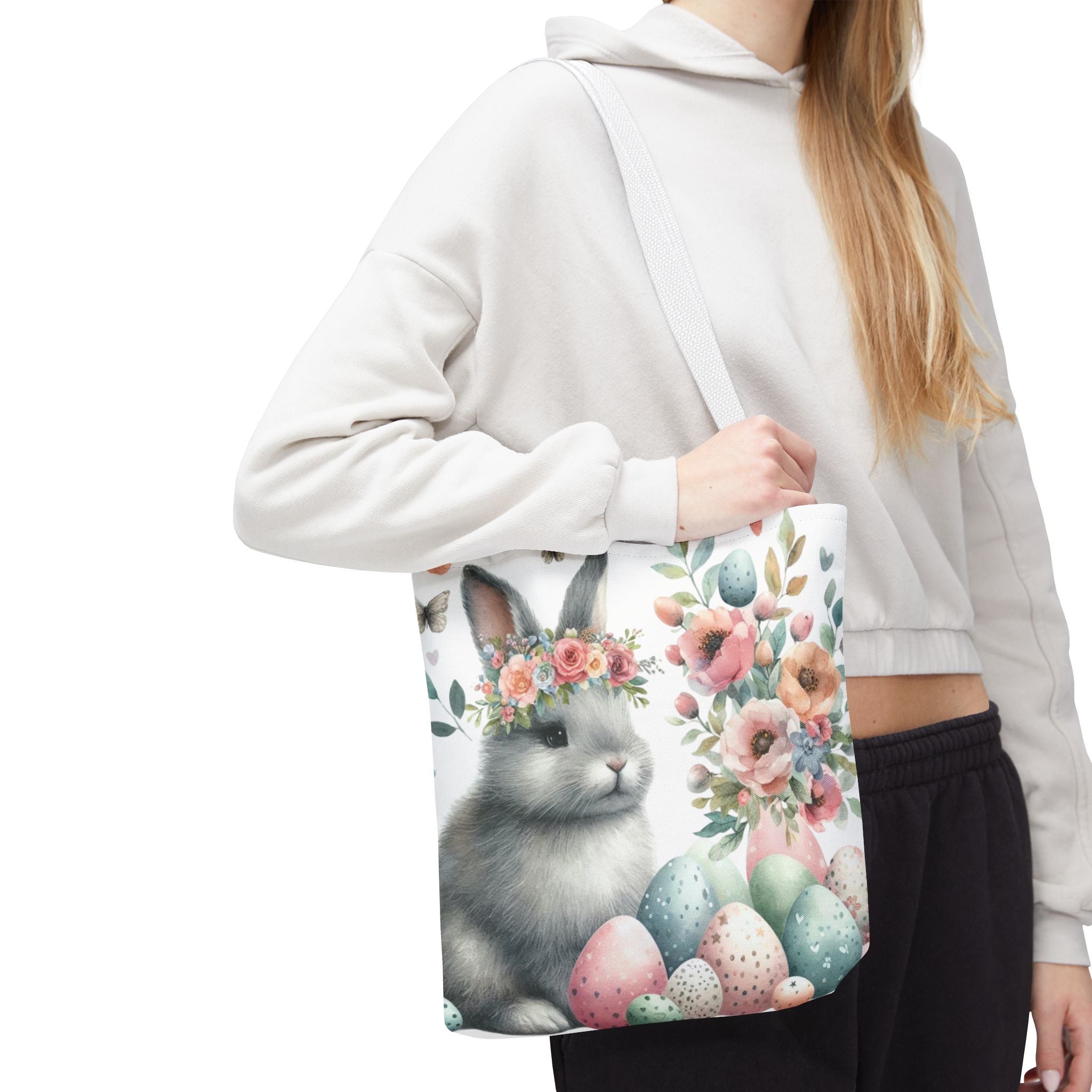 Floral Easter Bunny Tote Bag - Perfect Spring Accessory