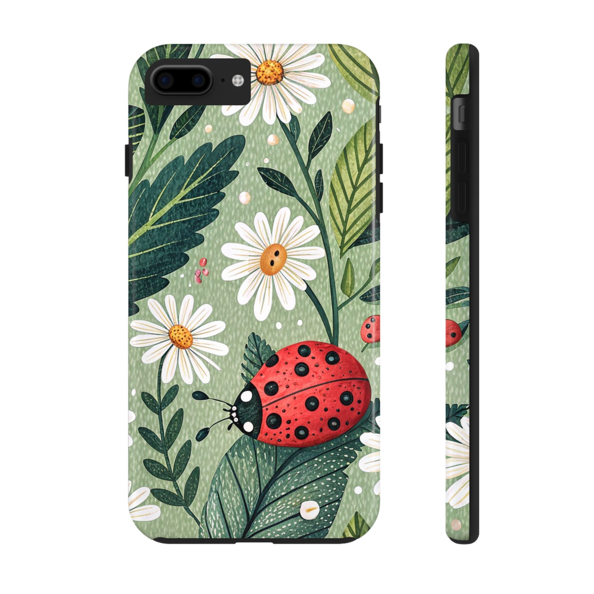 Ladybug Floral Tough Impact Resistant Phone Case Durable Protection with Nature-Inspired Design iPhone Samsung Cover