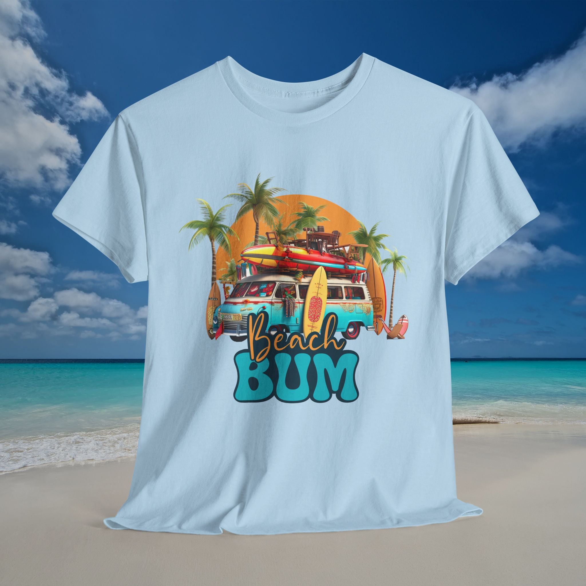 Beach Bum Summer Heavy Cotton Tee Perfect for Summer Vibes and Coastal Living T-Shirt