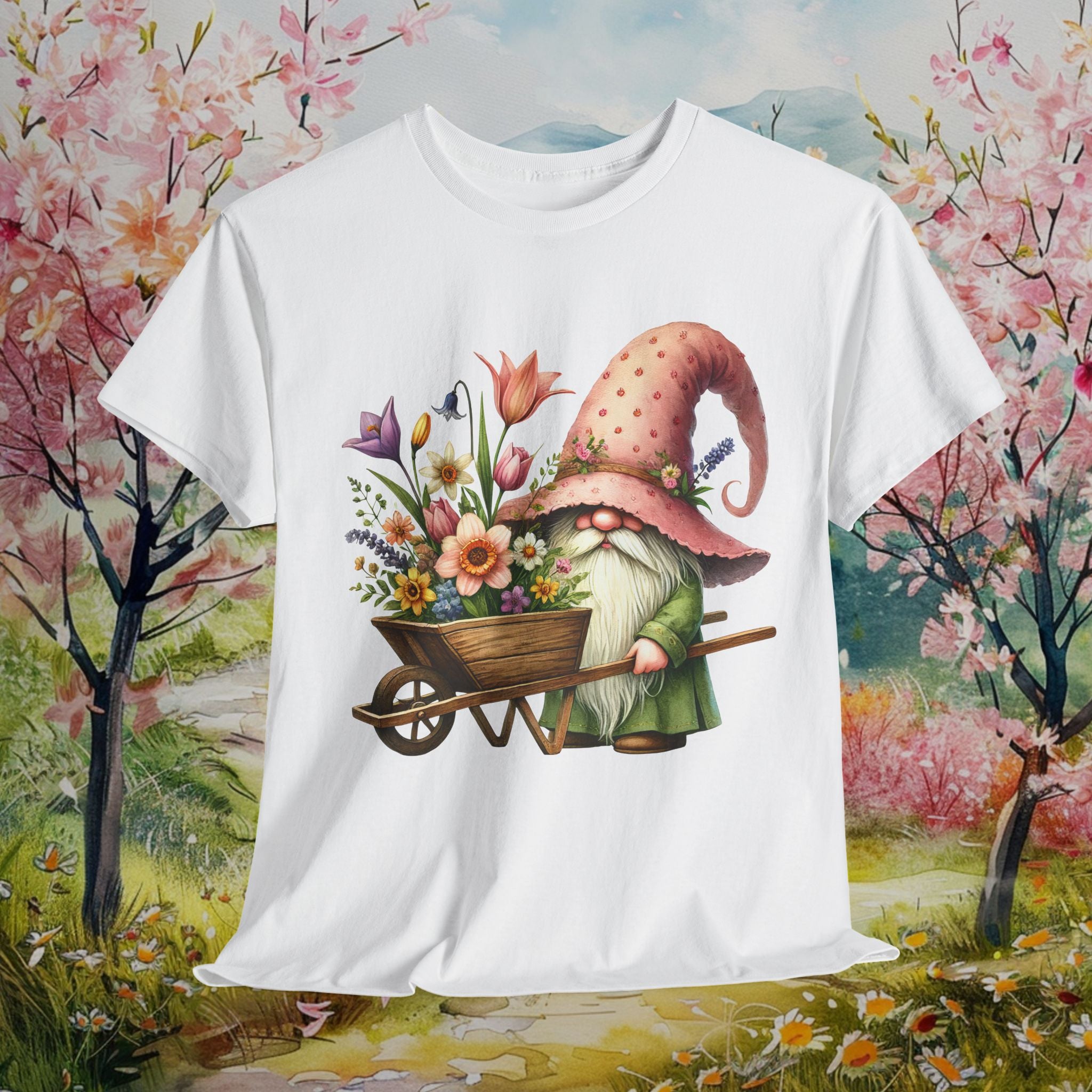 Whimsical Garden Gnome Heavy Cotton Tee