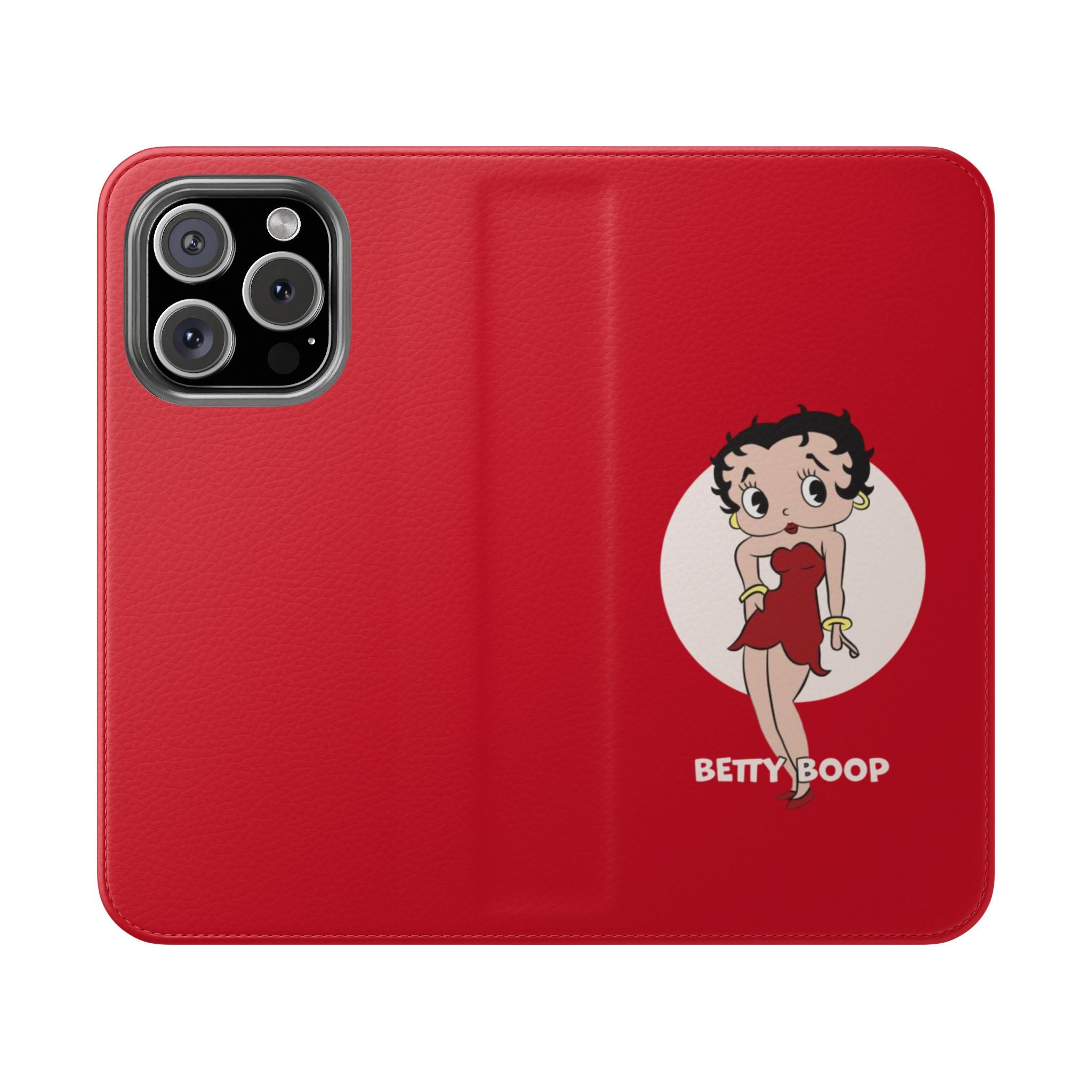 Betty Boop Red Flip Case Stylish iPhone Samsung Wallet Cover with Classic Cartoon Design