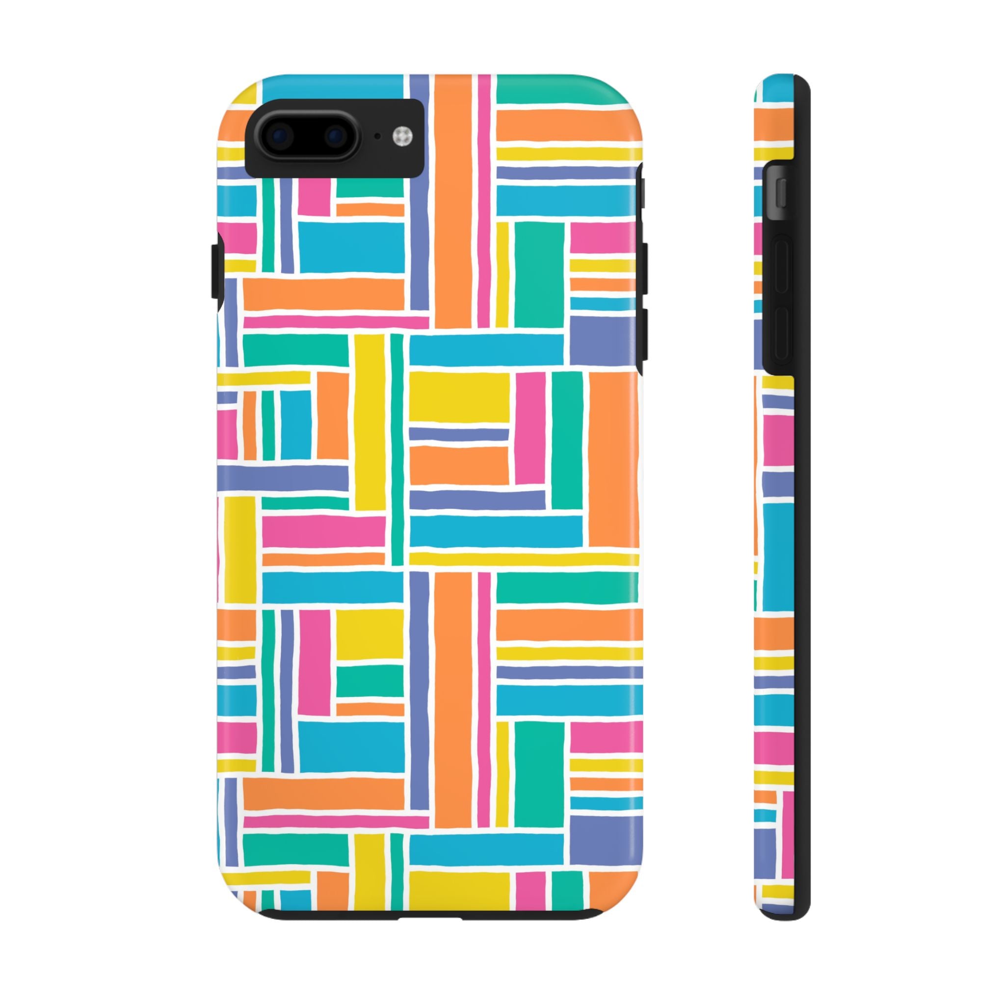 Colorful Tough iPhone Samsung Case Vibrant Blocks Pattern, Phone Accessory for Gift, Everyday Style, Protective Case, Fun Design