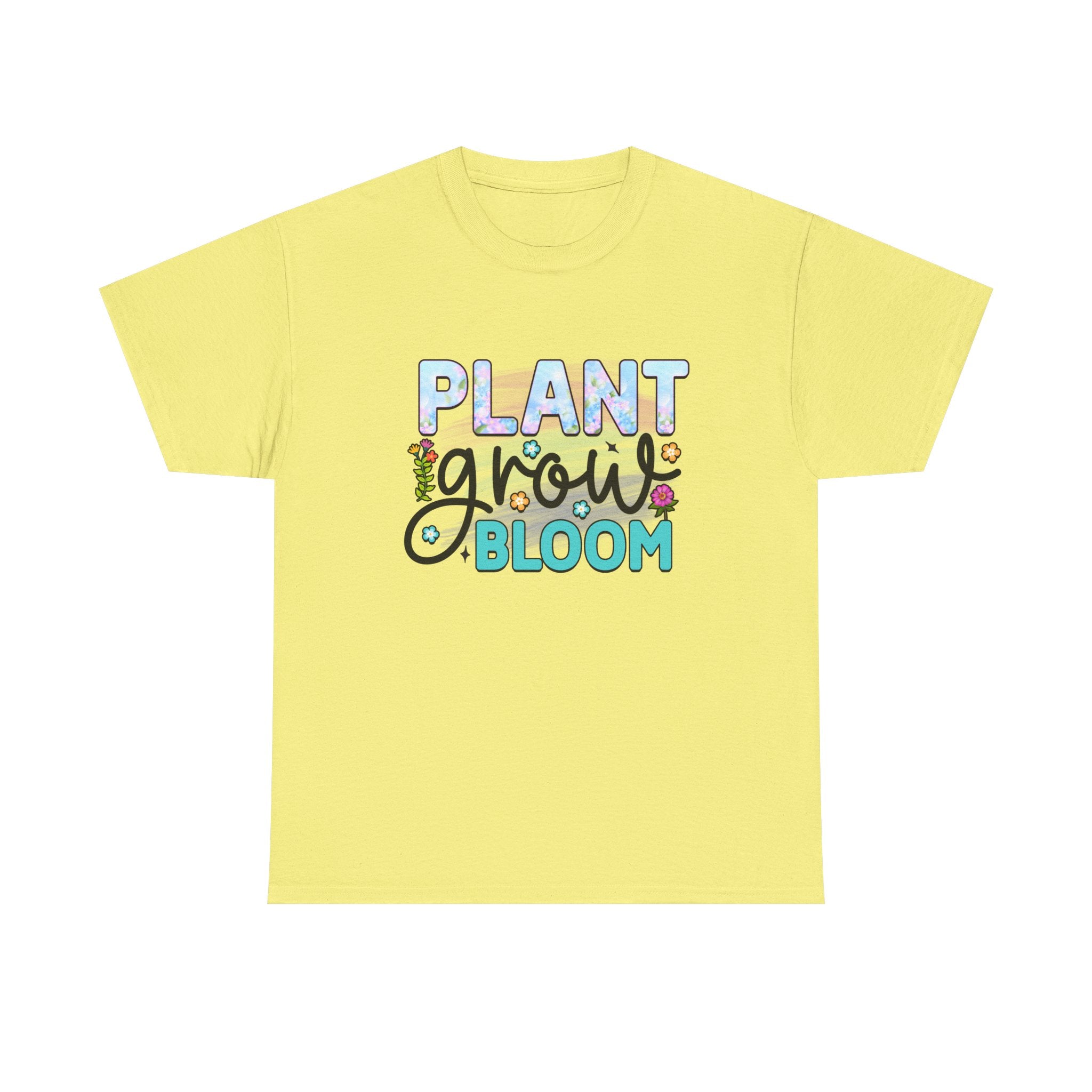 Plant, Grow, Bloom Heavy Cotton Tee A Nature Lover's Essential T-Shirt