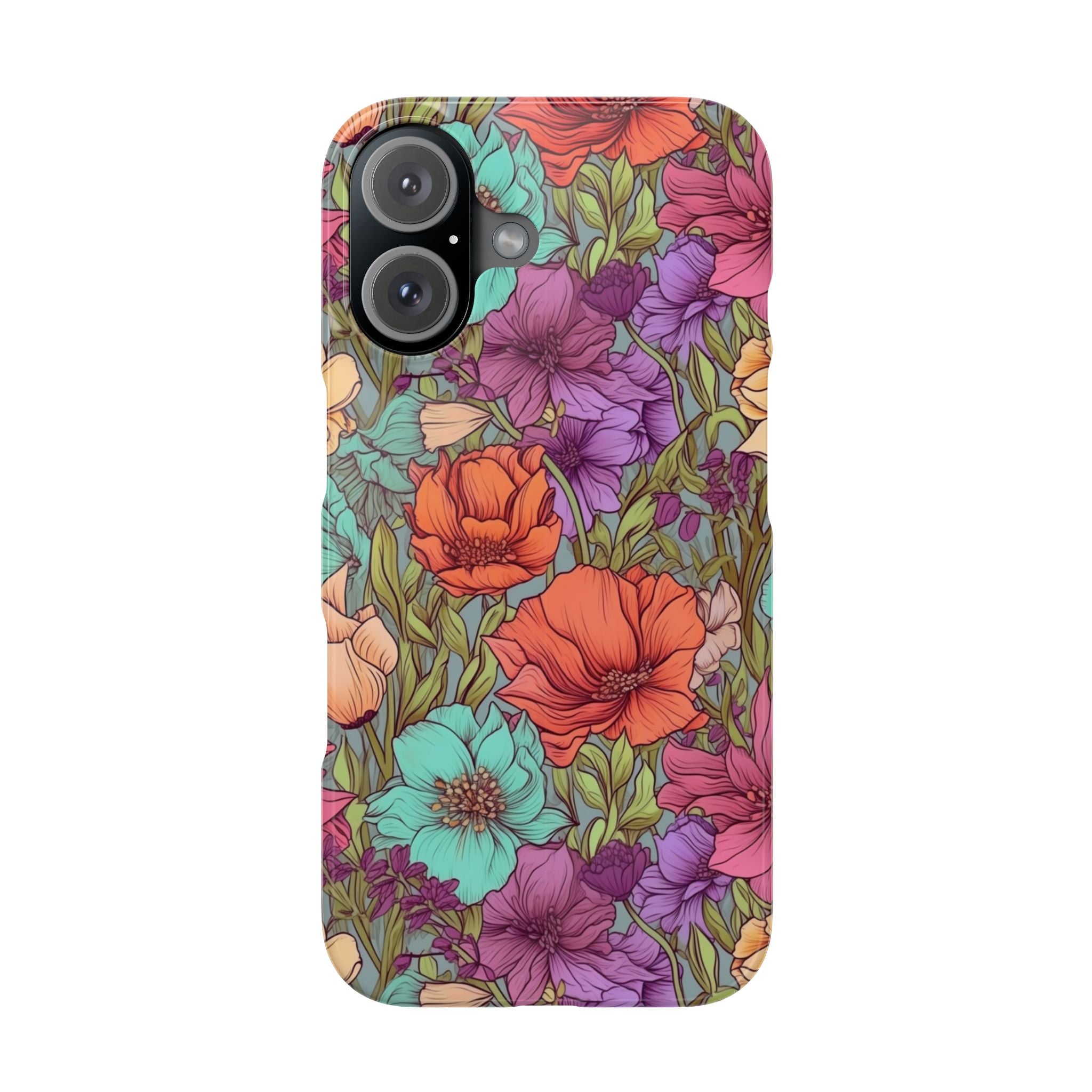 Vibrant Floral Slim iPhone Samsung Case Colorful Protective Cover for Nature Lovers