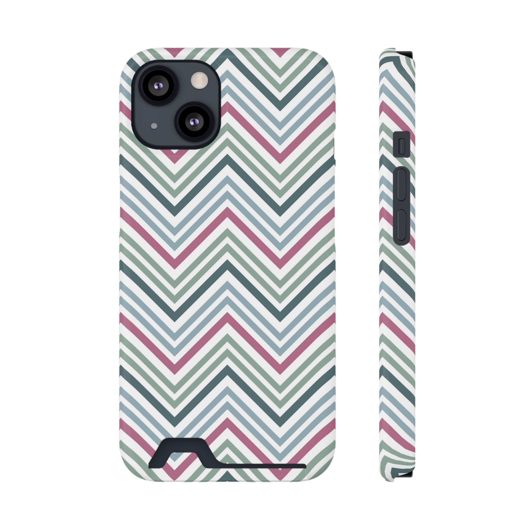 Chevron Pattern Phone Case with Card Holder - Stylish & Functional Tech Accessory