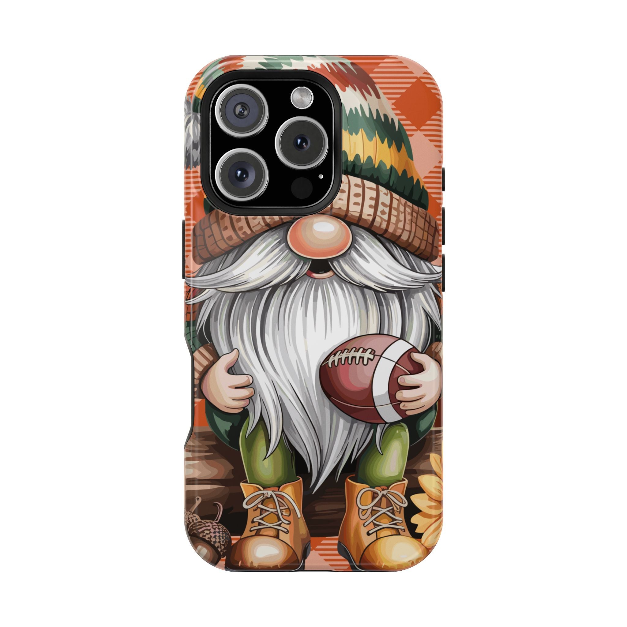 Whimsical Gnome Phone Case | Impact-Resistant Covers for Fall, Cute Gnome Design, Football Lover Gift, Autumn Accessory