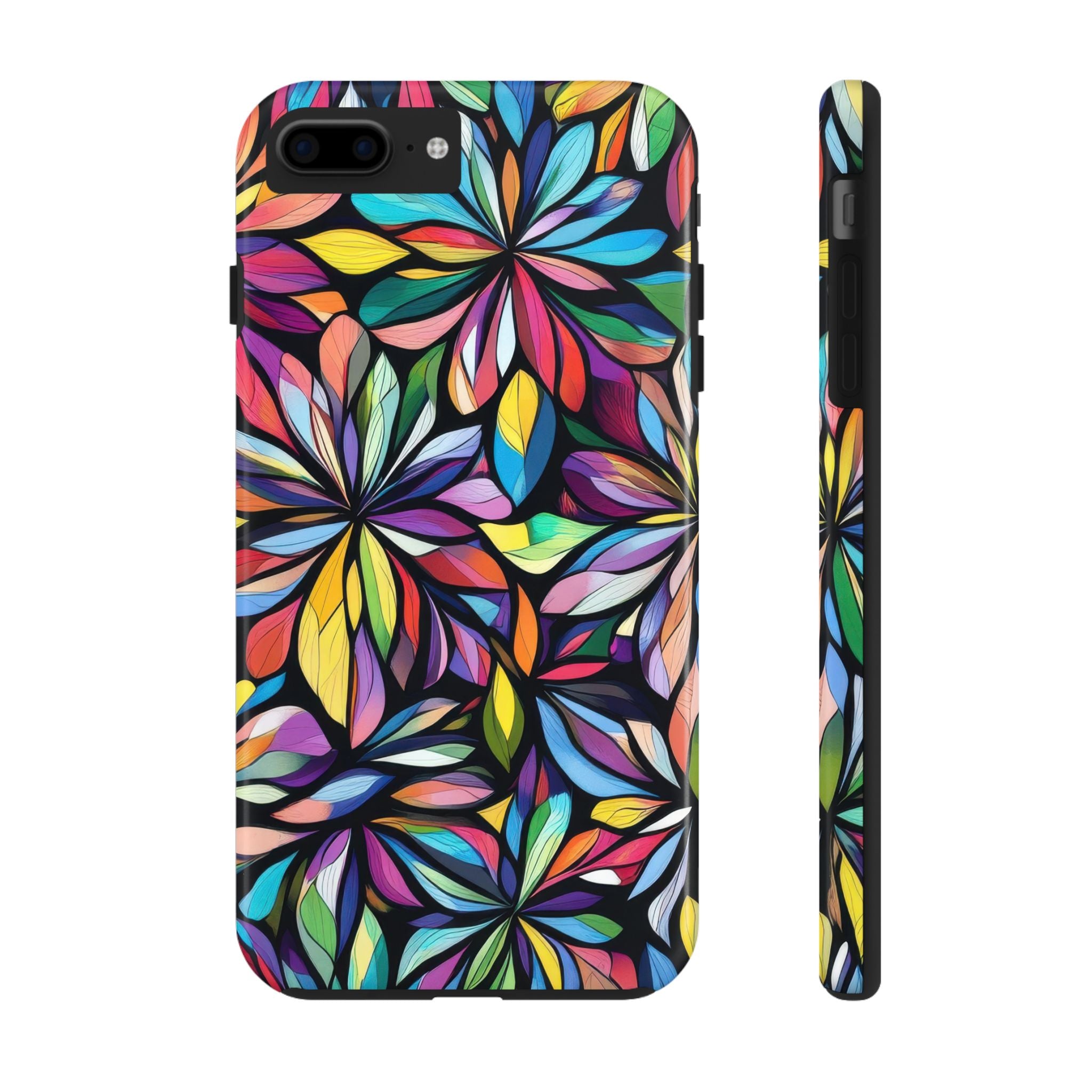 Vibrant Floral Stained Glass Look Tough Impact Resistant iPhone Samsung Case Colorful Design for Protecting Your Device