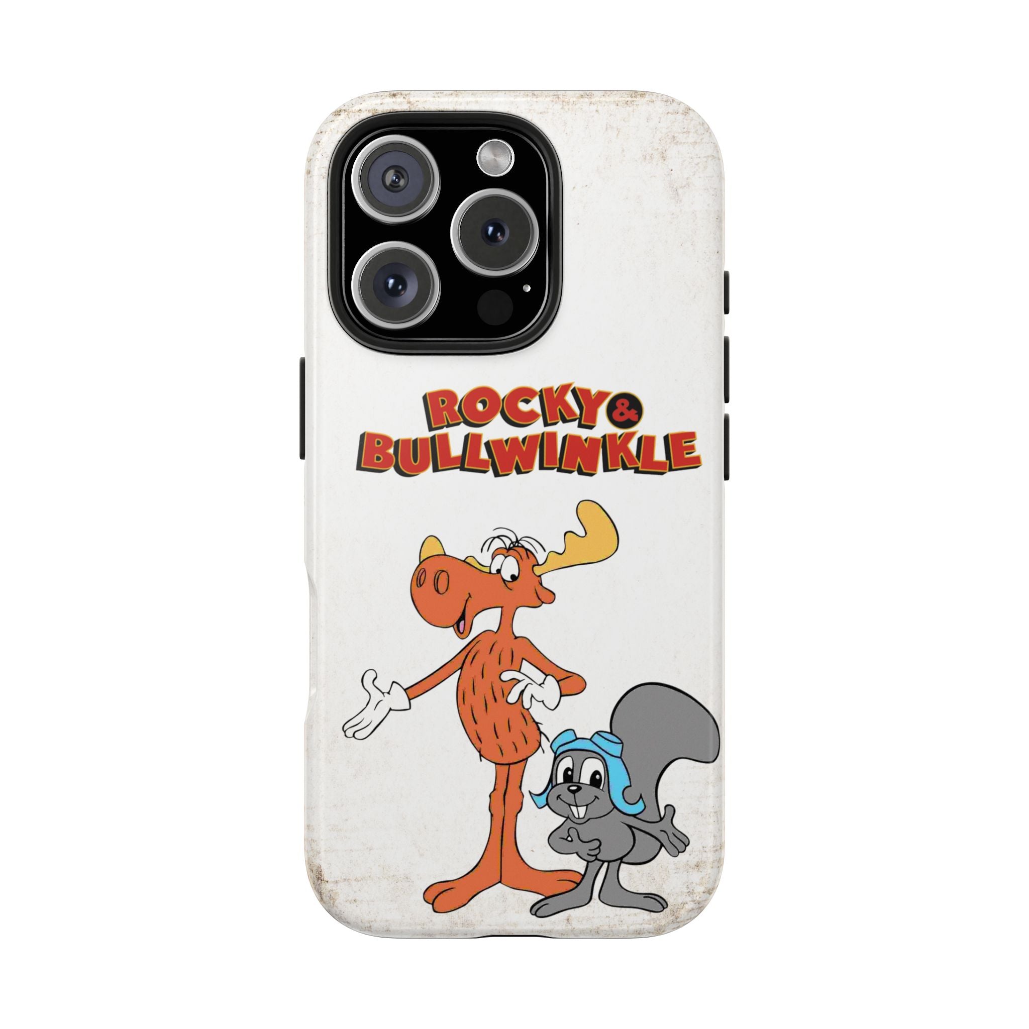 Retro Vintage Look Rocky & Bullwinkle Inspired Tough iPhone Samsung Case Fun Cartoon Style, Gift for Kids, and Themed Parties, Durable Protection