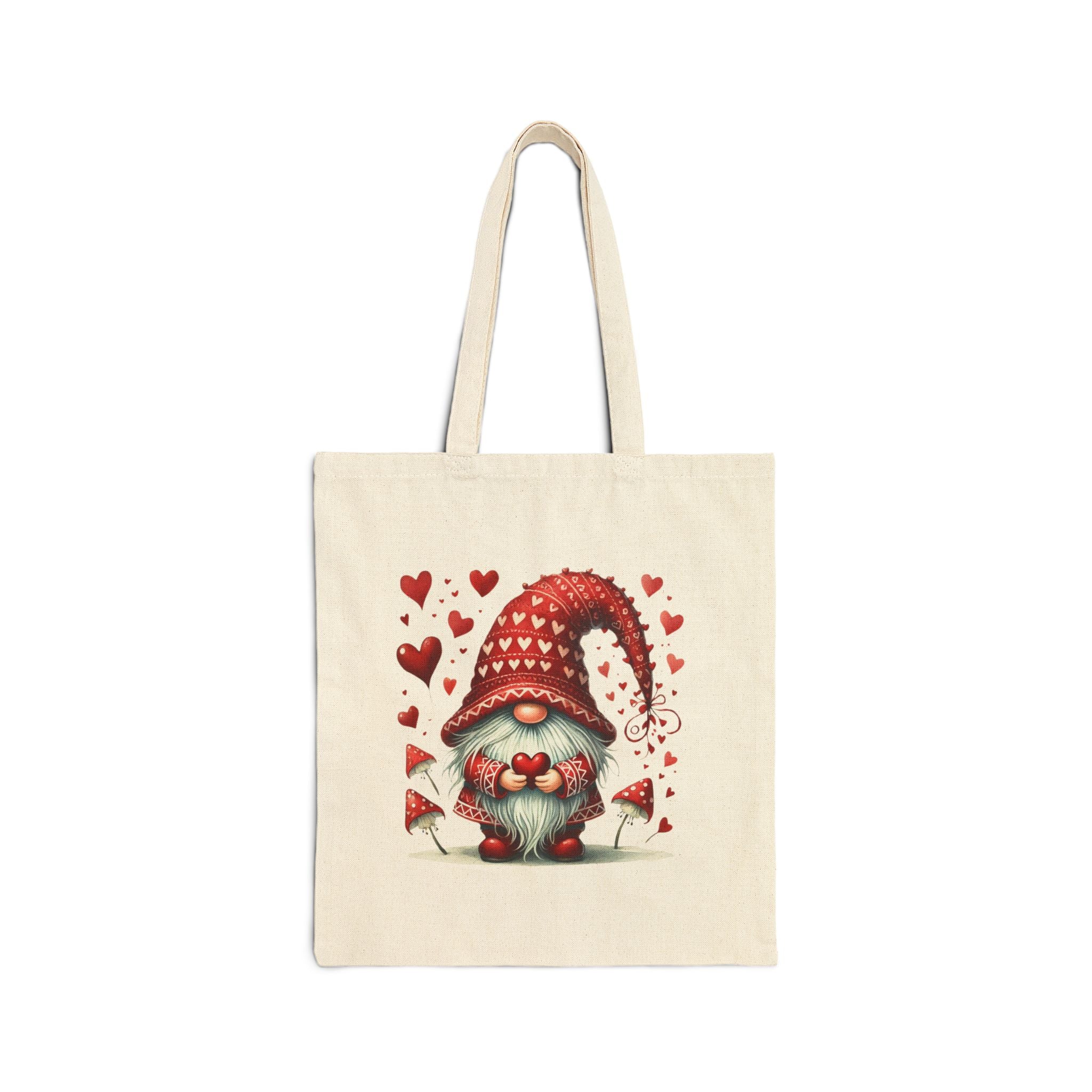 Valentine Gnome Cotton Canvas Tote Bag