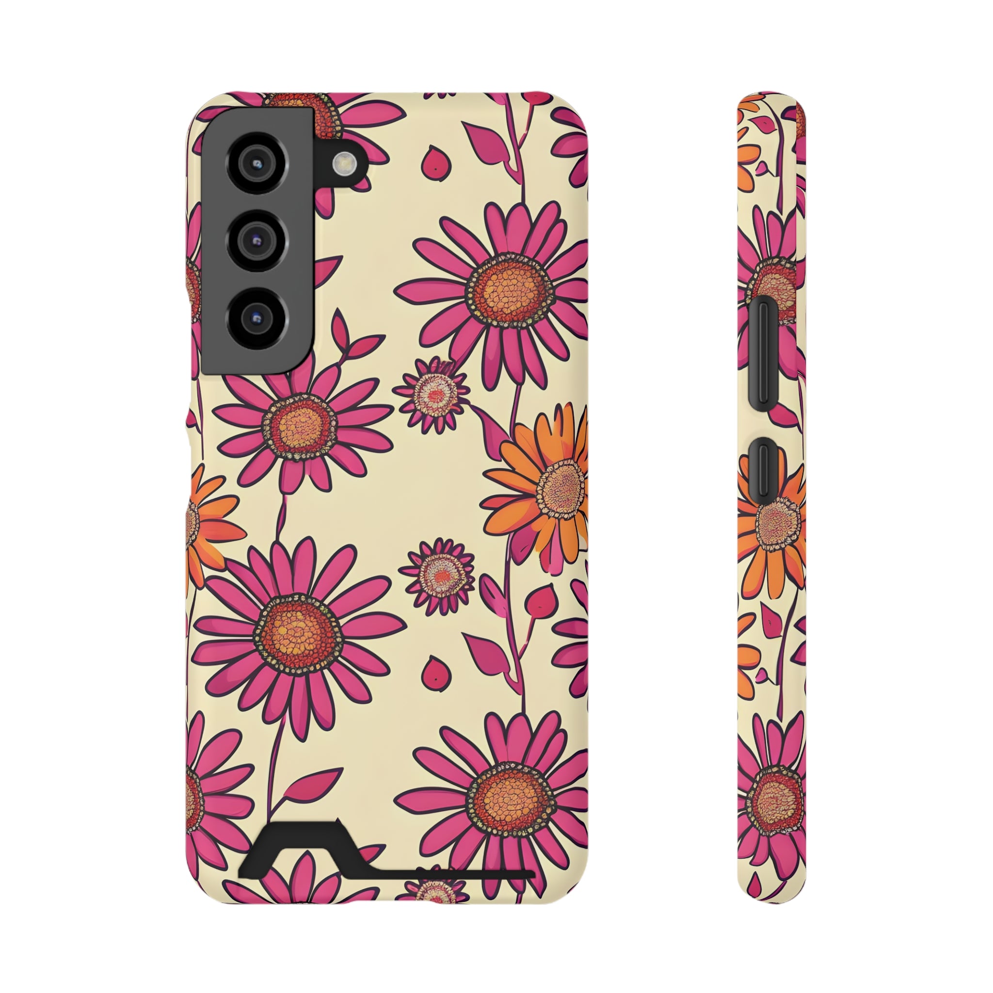 Pink & Yellow Sunflowers Phone Case With Card Holder