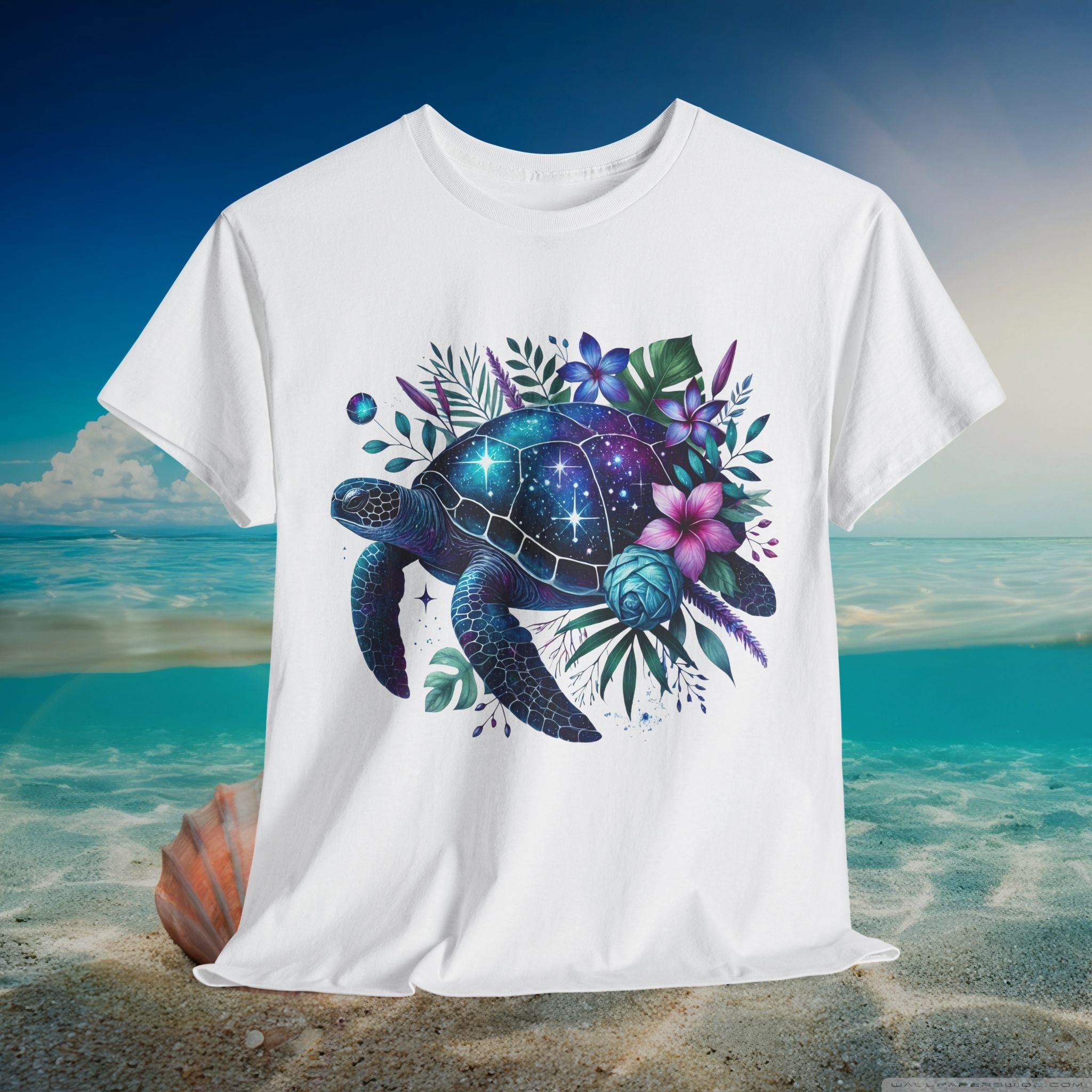 Cosmic Turtle Heavy Cotton Tee - Nature-Inspired Graphic Tee