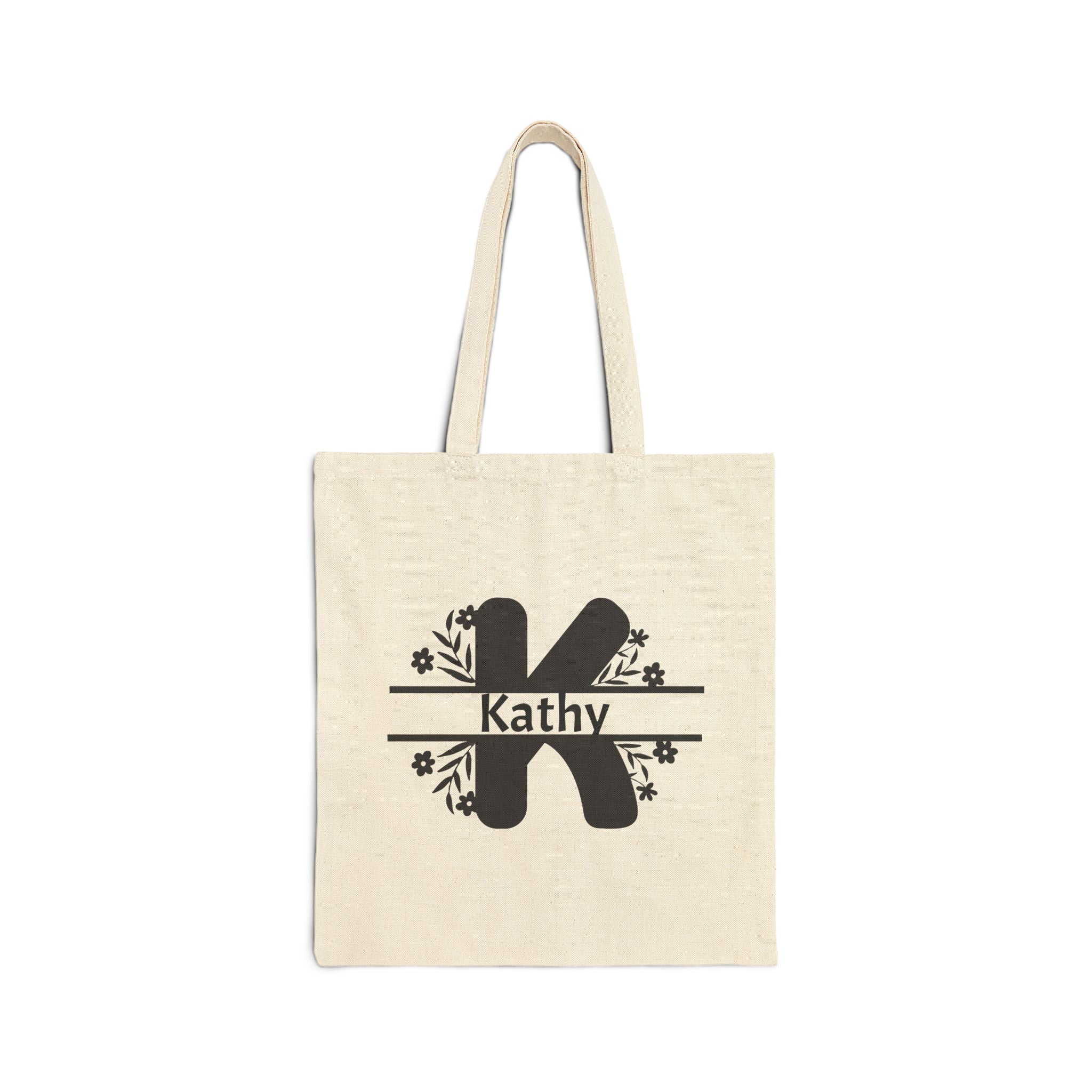 Personalized Initial Name Cotton Canvas Tote Bag