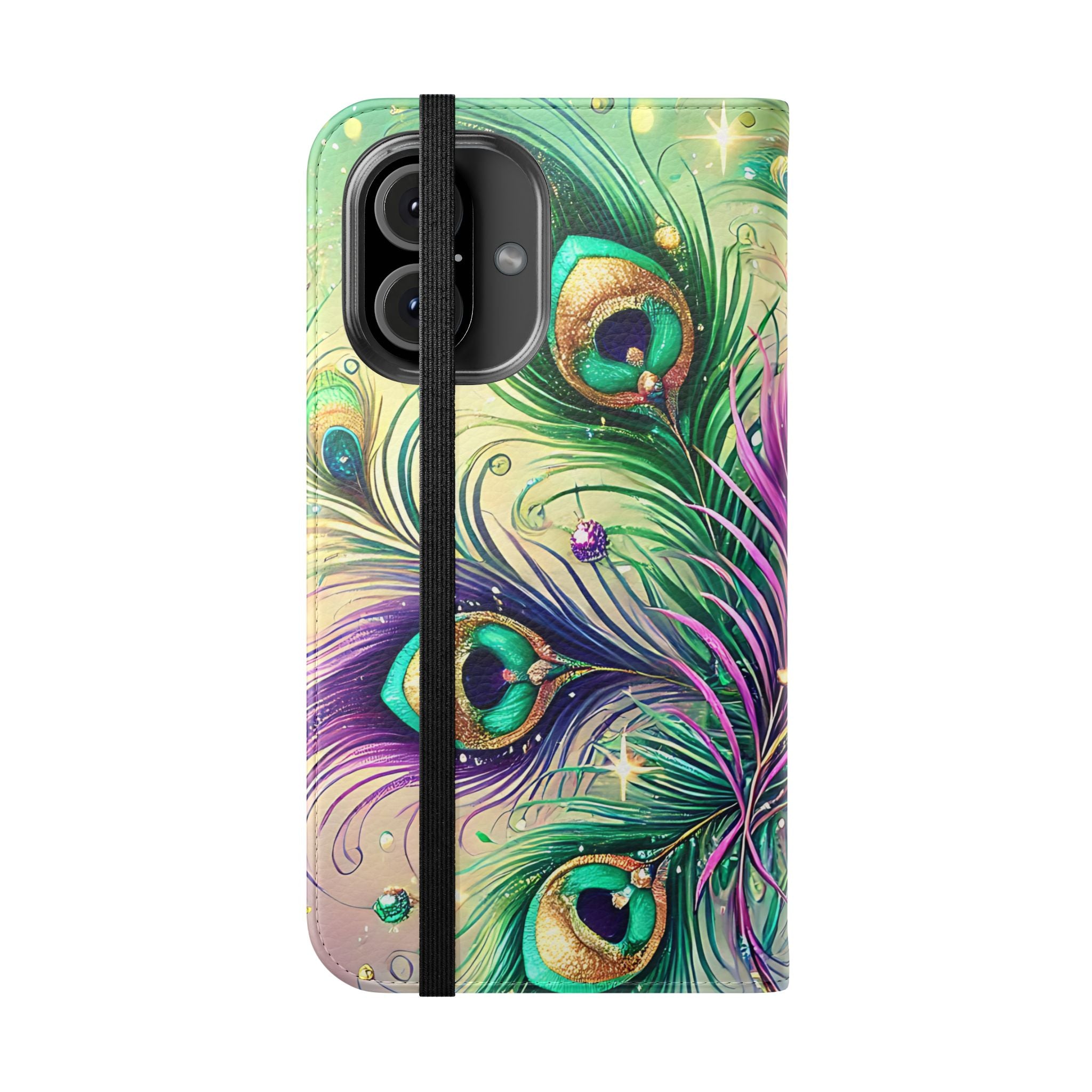 Peacock Feathers Flip Mobile Phone Case