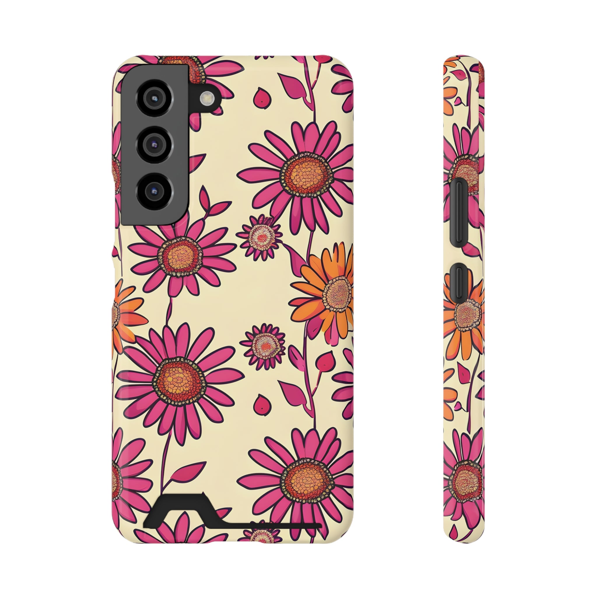 Pink & Yellow Sunflowers Phone Case With Card Holder