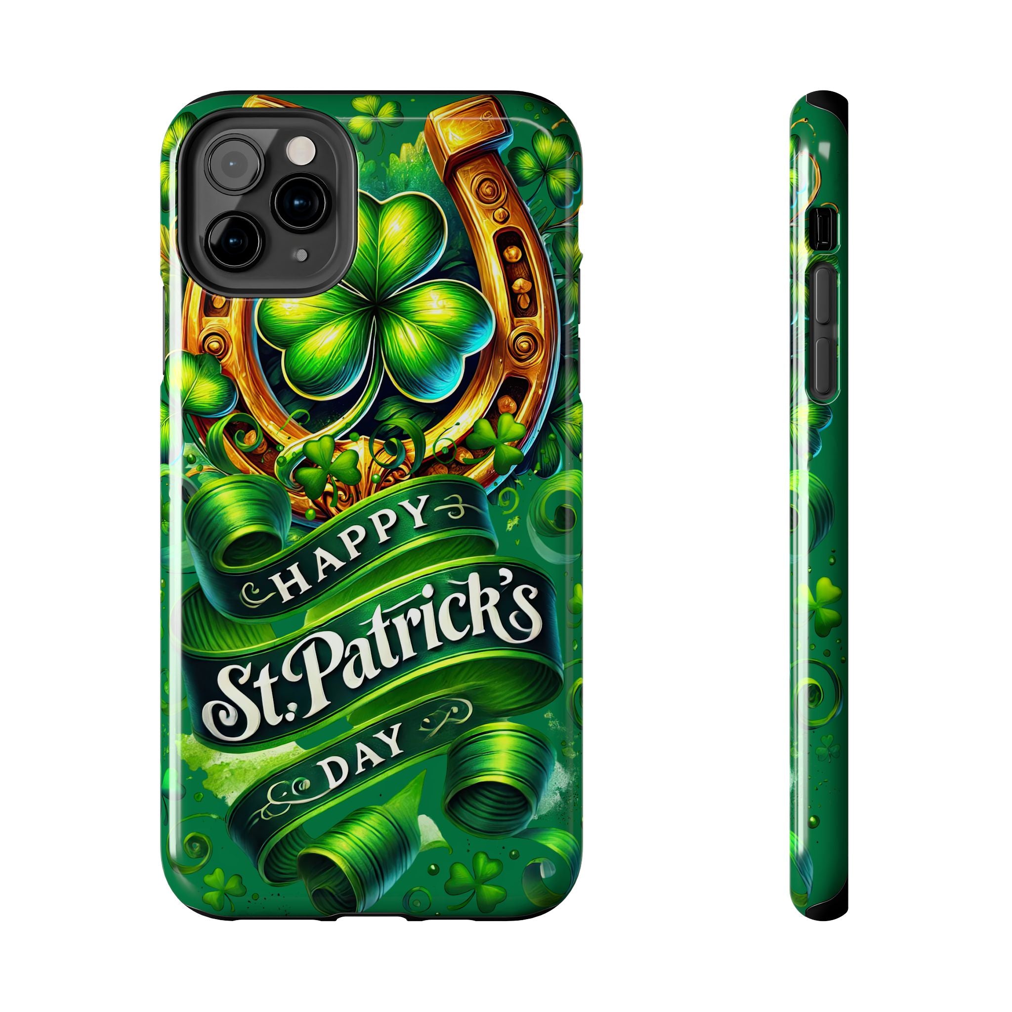 St. Patrick's Day Tough Phone Case - Lucky Horseshoe & Shamrocks