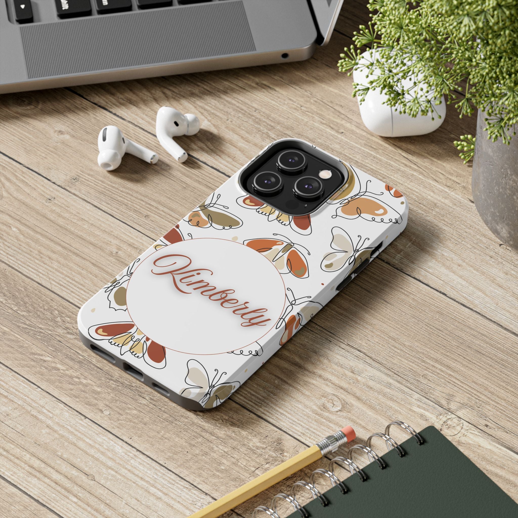 Personalized Butterfly Tough Phone Case - Custom with Your Name Floral Design for Nature Lovers