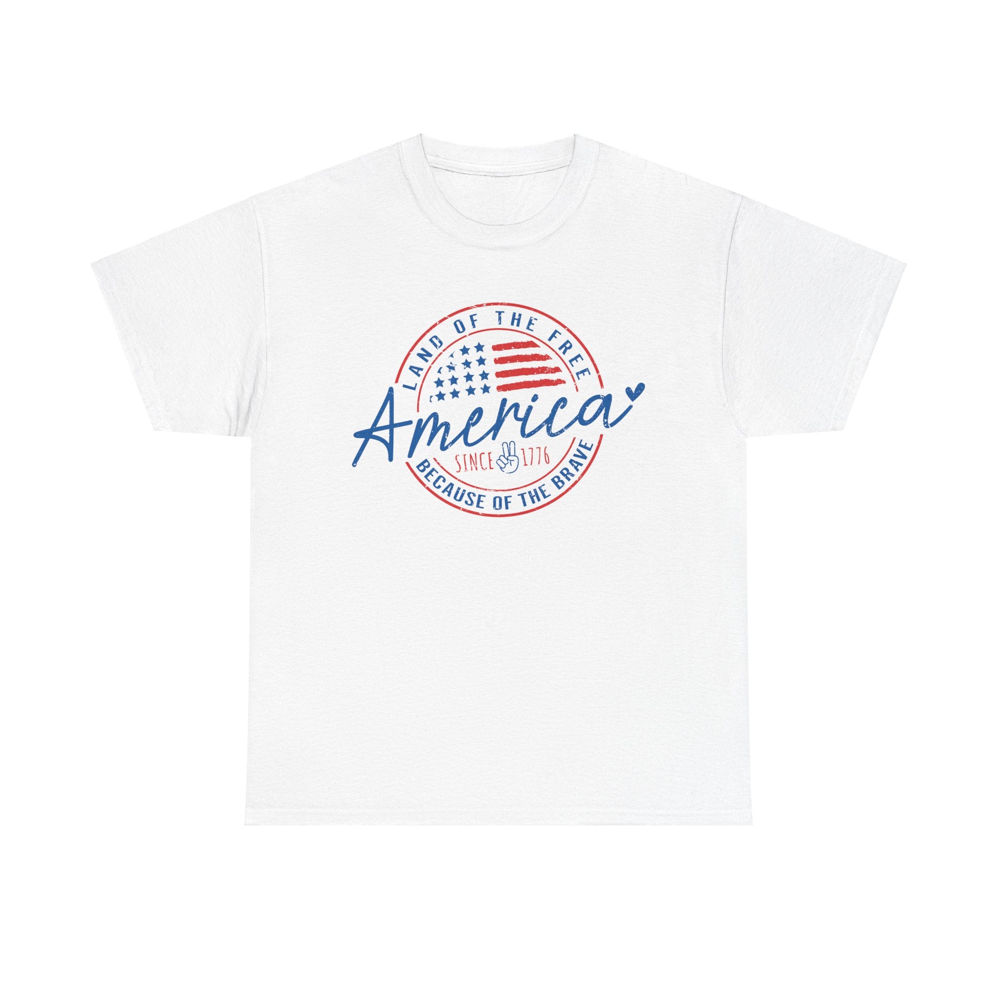 America Land Of The Free White Heavy Cotton TShirt