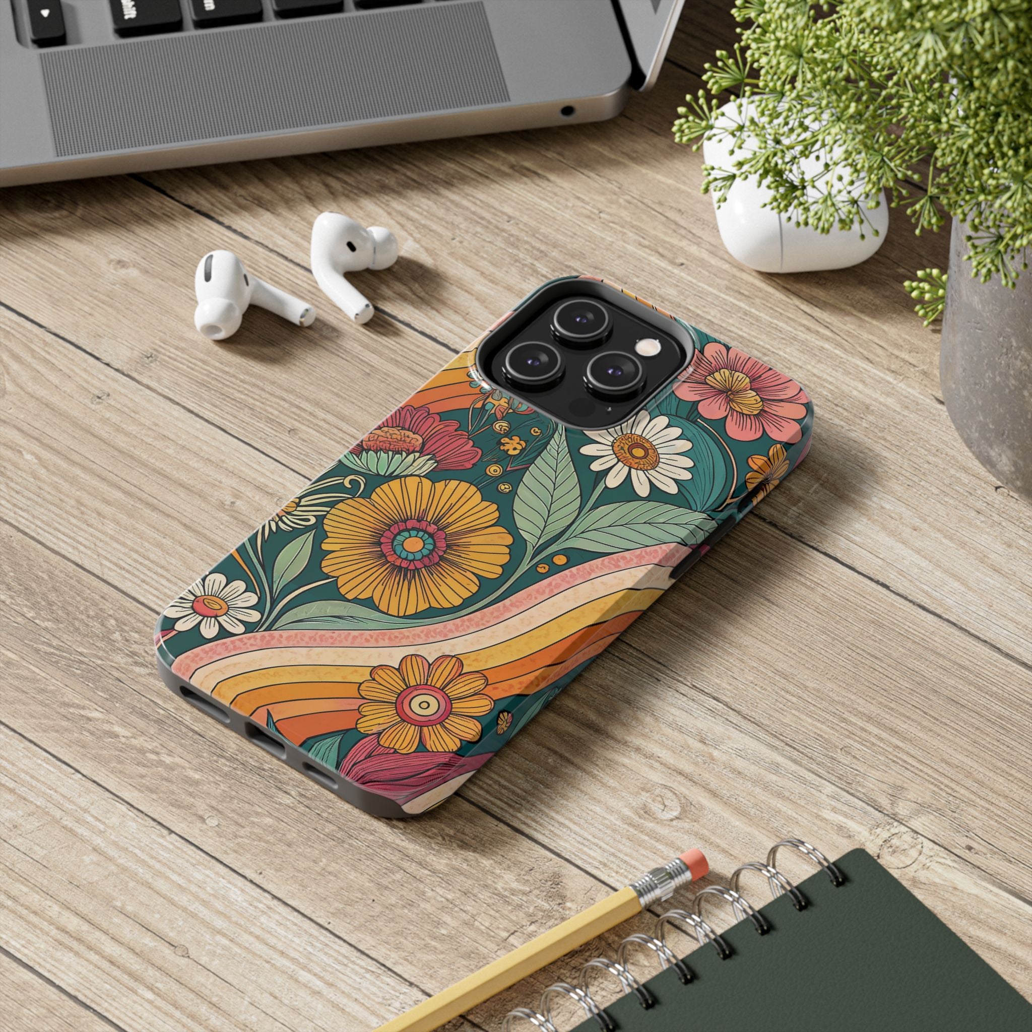 Boho Floral Tough Impact Resistant Phone Case Vibrant Flower Design for Protection iPhone Samsung Cover