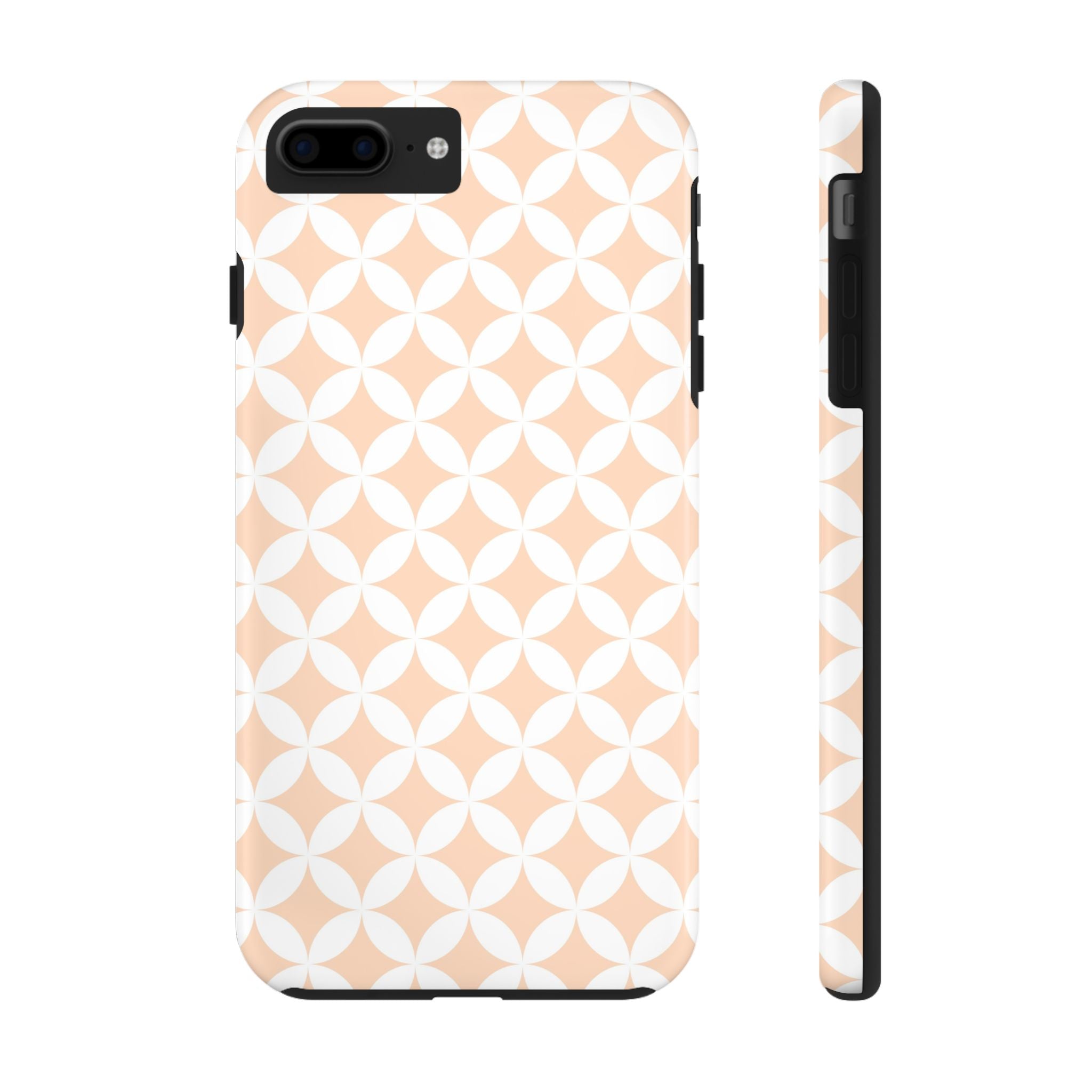 Stylish Peach Diamond Impact Resistant Tough iPhone Samsung Case Elegant Chic Pattern Design