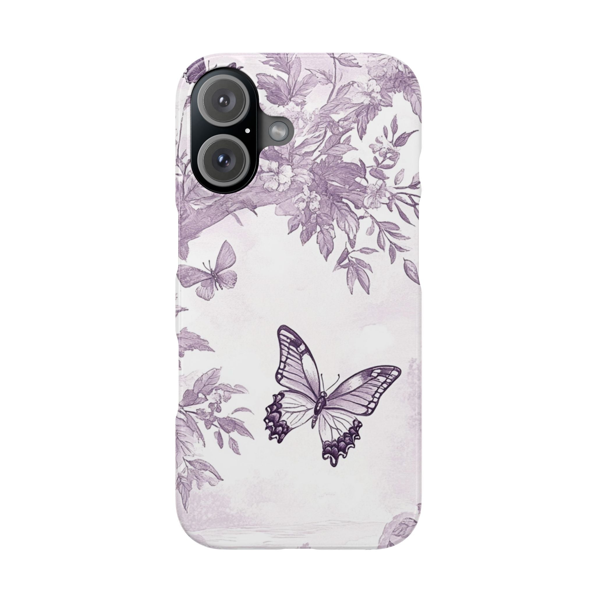 Elegant Lavender Floral Butterfly Slim Case for iPhone Samsung Nature Inspired Design