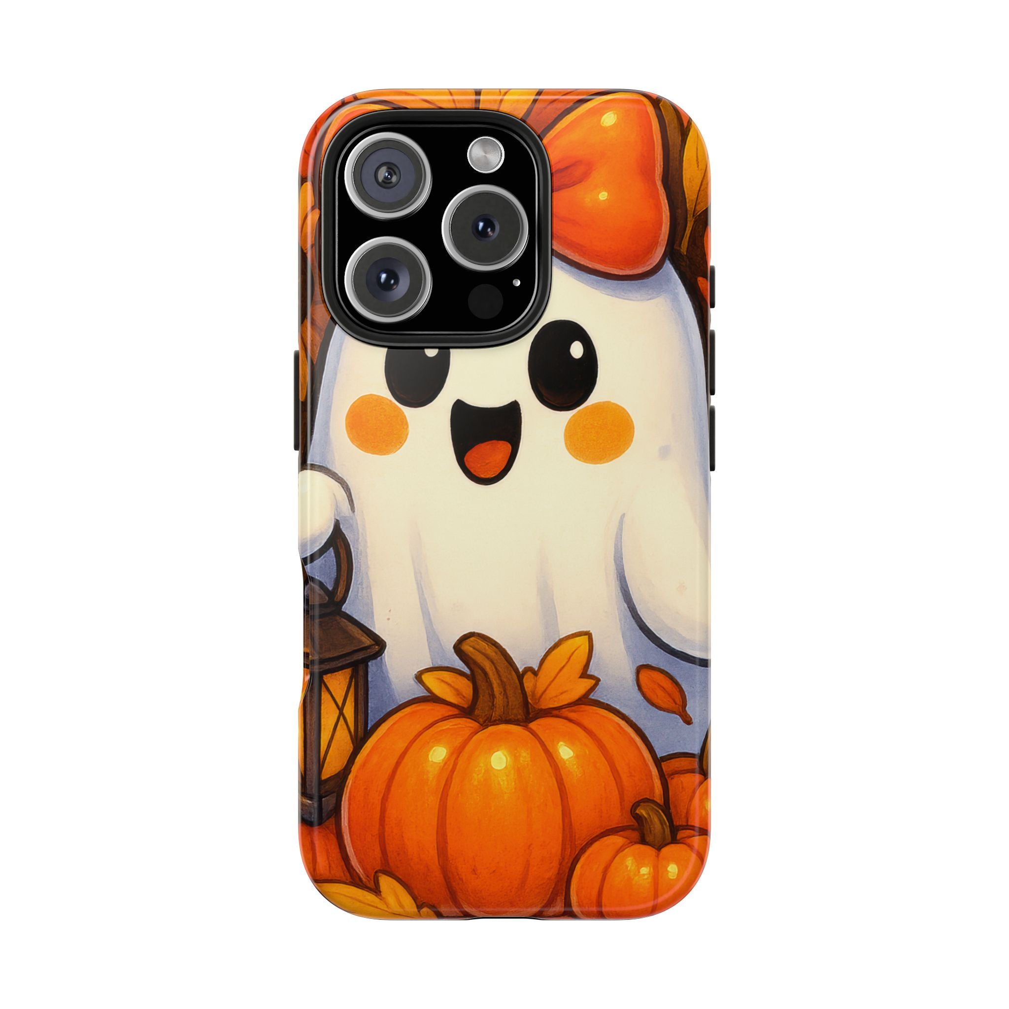 Charming Halloween Tough Phone Case - Ghost with Pumpkins Design, Fall Decor, Spooky Season, Cute Accessories