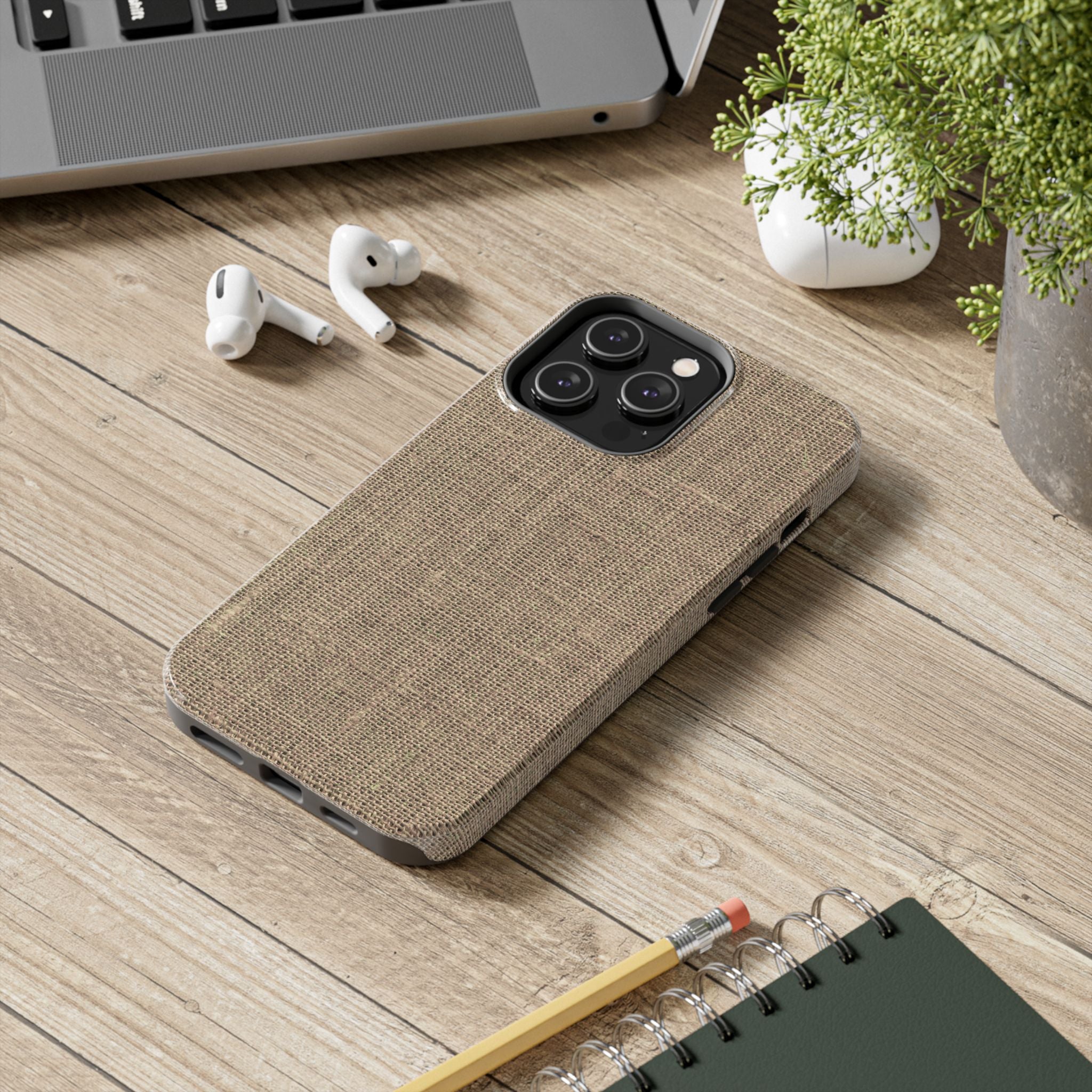 Rustic Canvas Sack Cloth Look Tough Phone Case Durable Protection with Natural Vibe Impact Resistant iPhone Samsung Cover