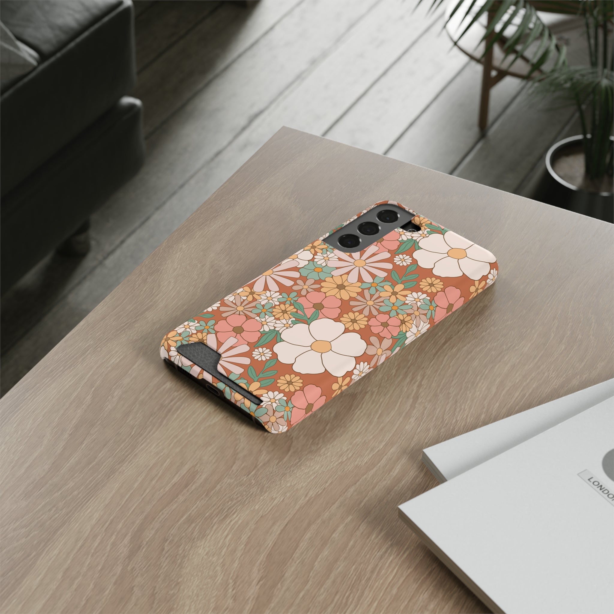 Floral Phone Case with Card Holder - Stylish & Functional for Everyday Use