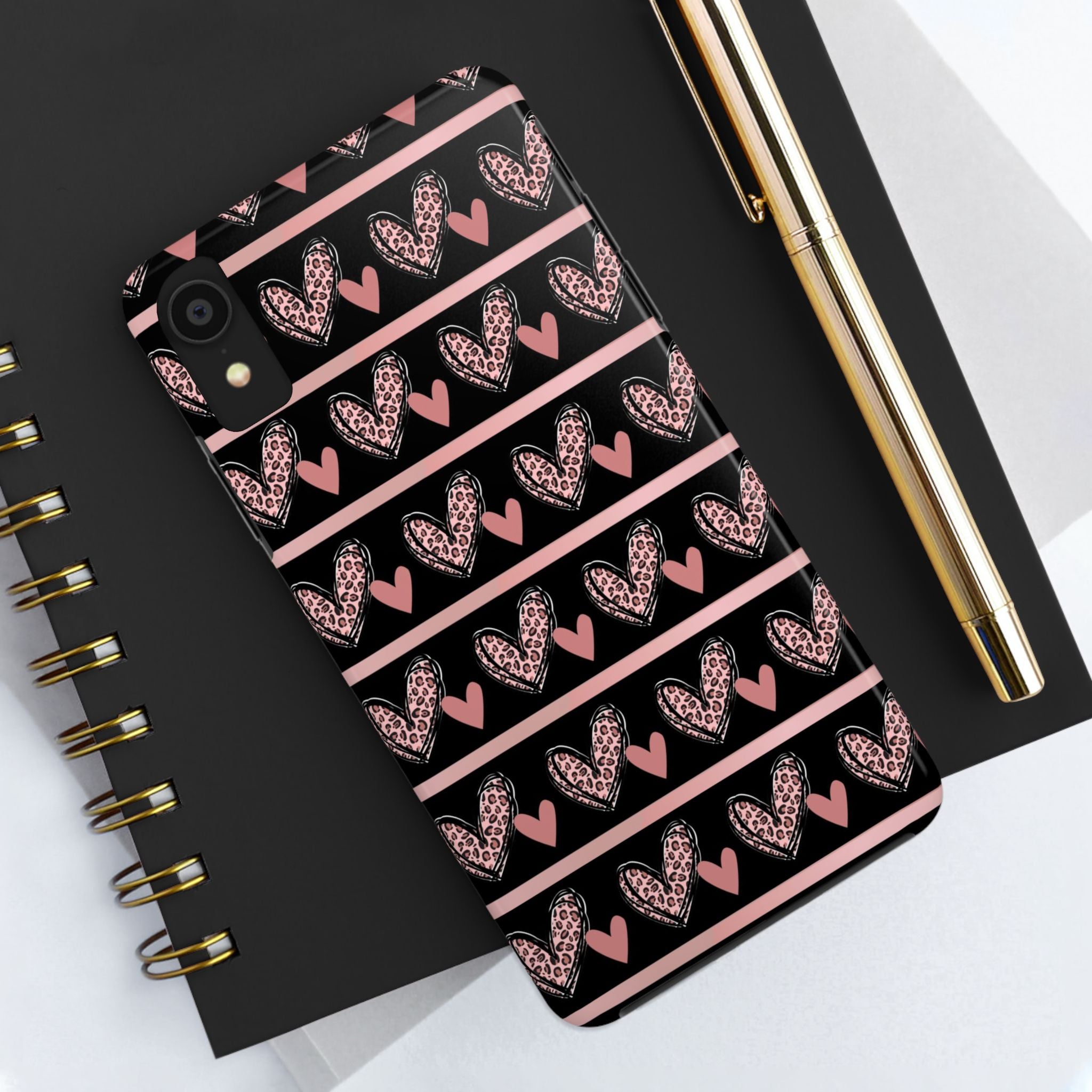 Black & Pink Hearts Tough Mobile Phone Case