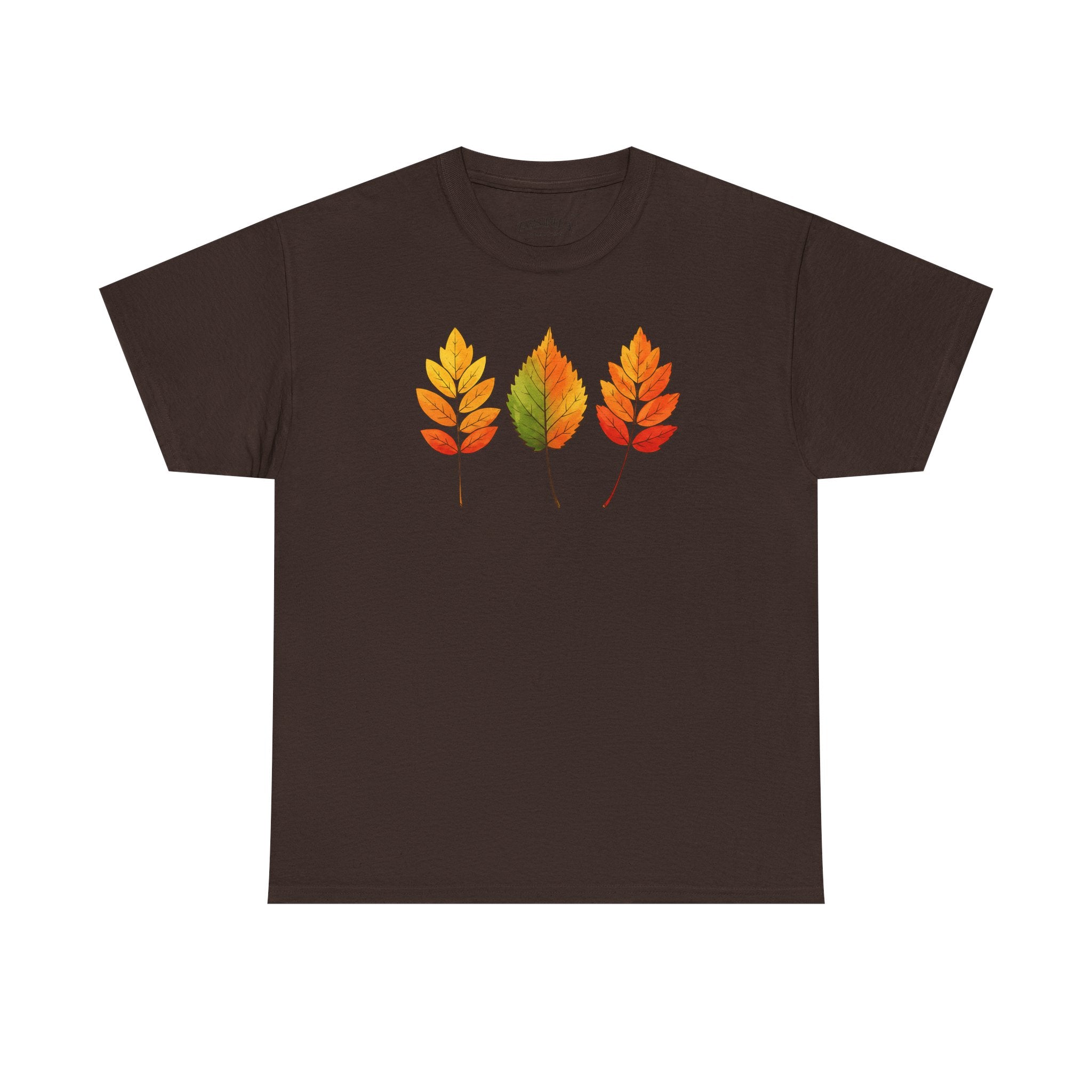 Autumn Leaves Heavy Cotton Tee, Fall T-Shirt, Nature Lover Gift, Seasonal Wear, Comfortable Everyday Tee