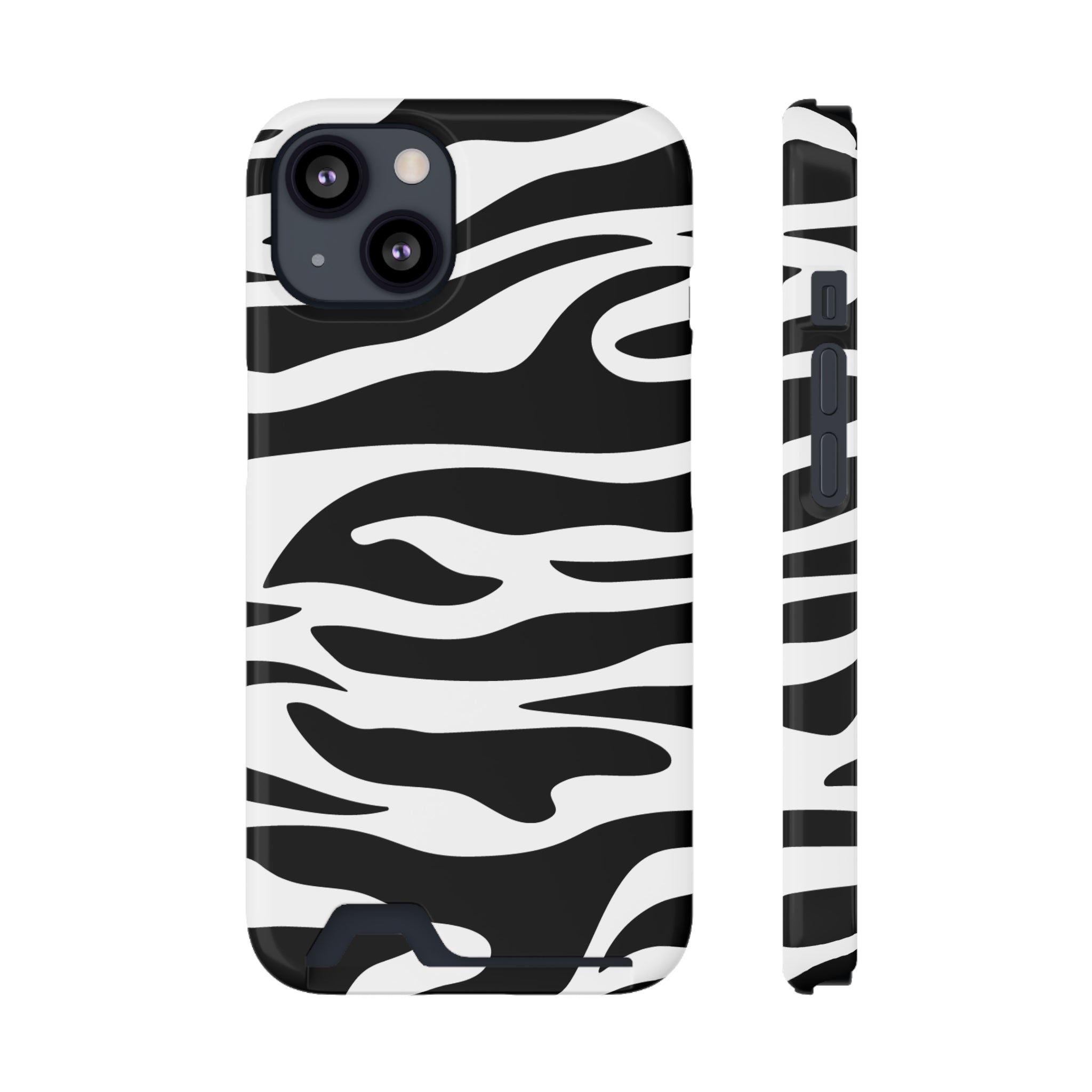 Zebra Pattern Phone Case with Card Holder - Stylish & Functional