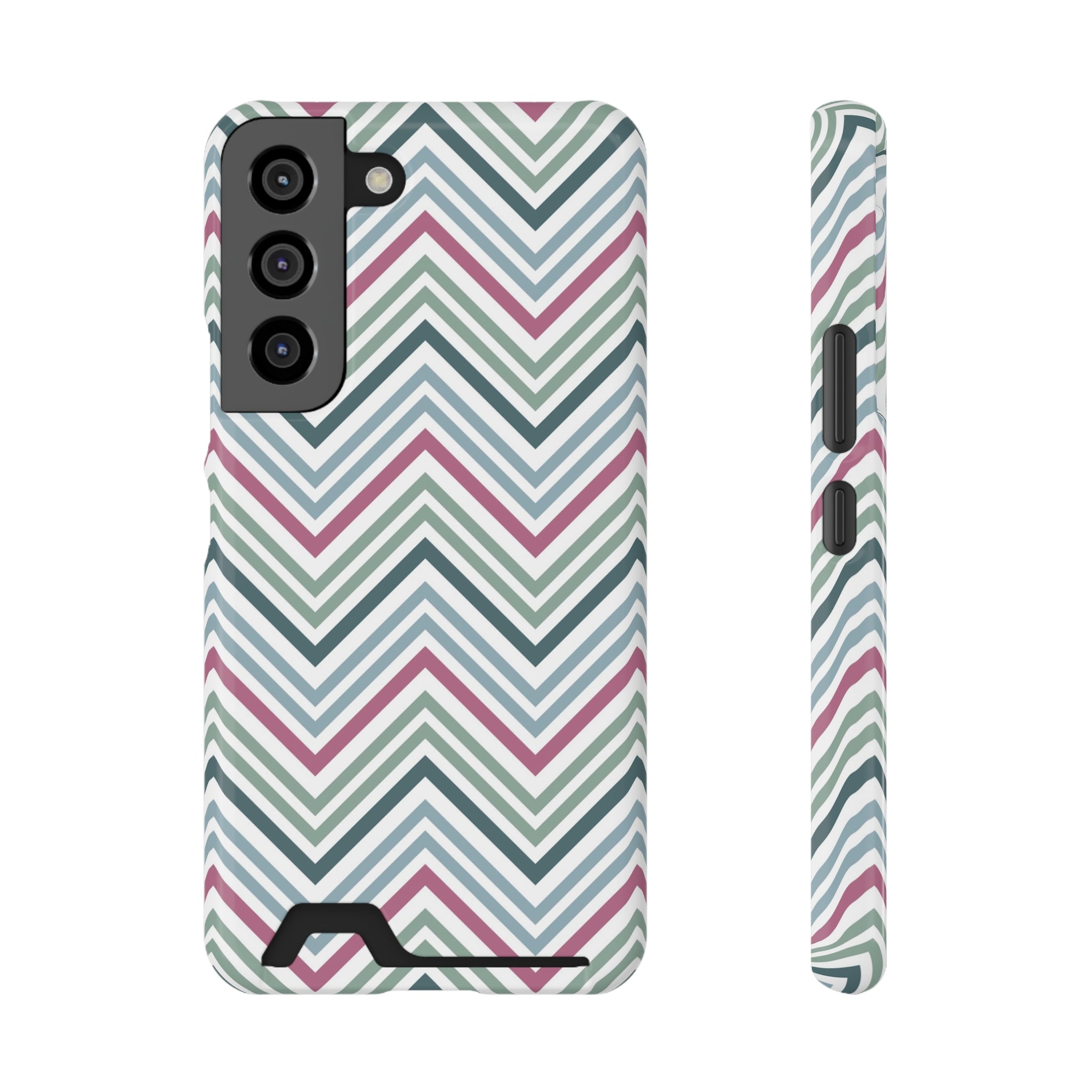 Chevron Pattern Phone Case with Card Holder - Stylish & Functional Tech Accessory