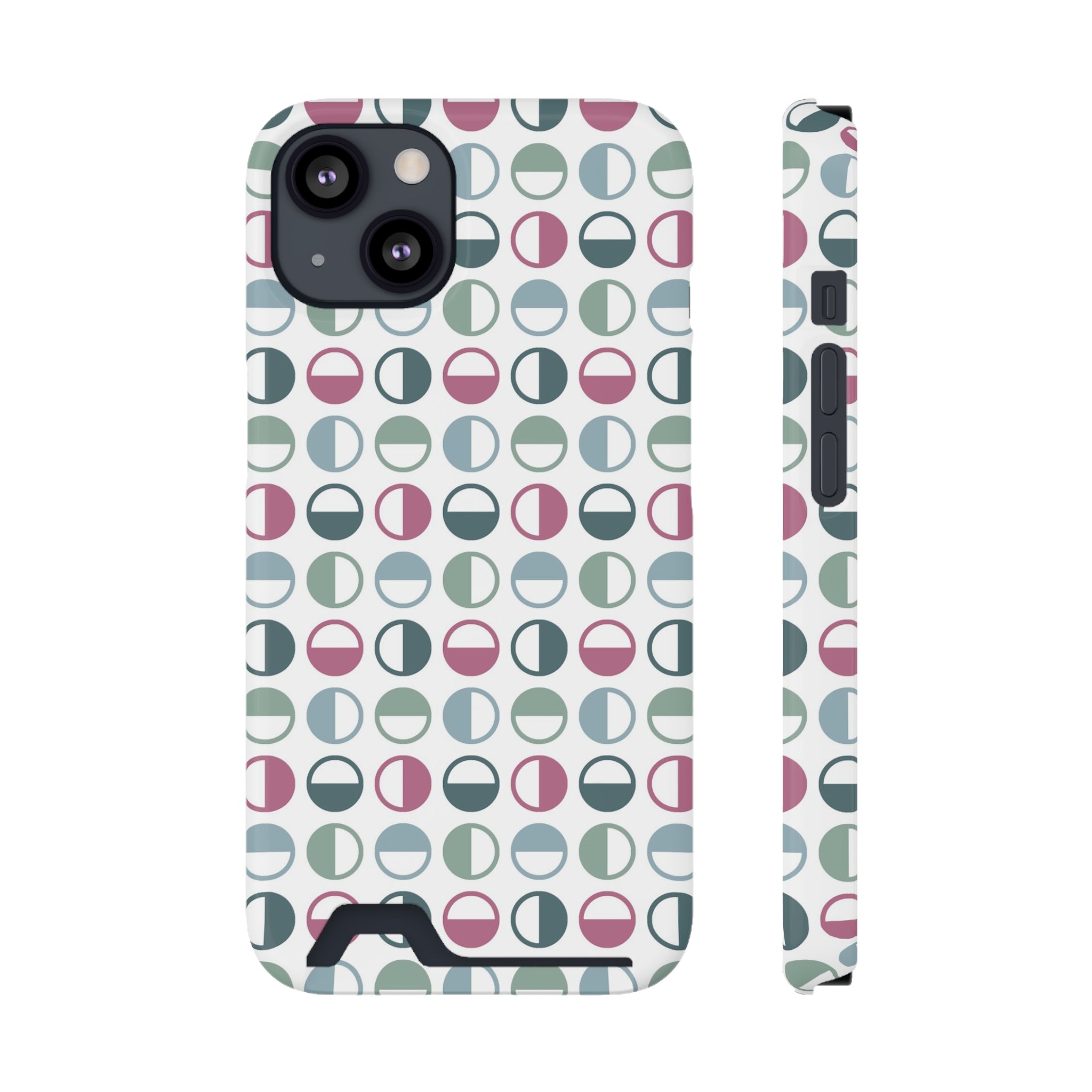 Trendy Phone Case with Card Holder - Geometric Pattern for Stylish Protection