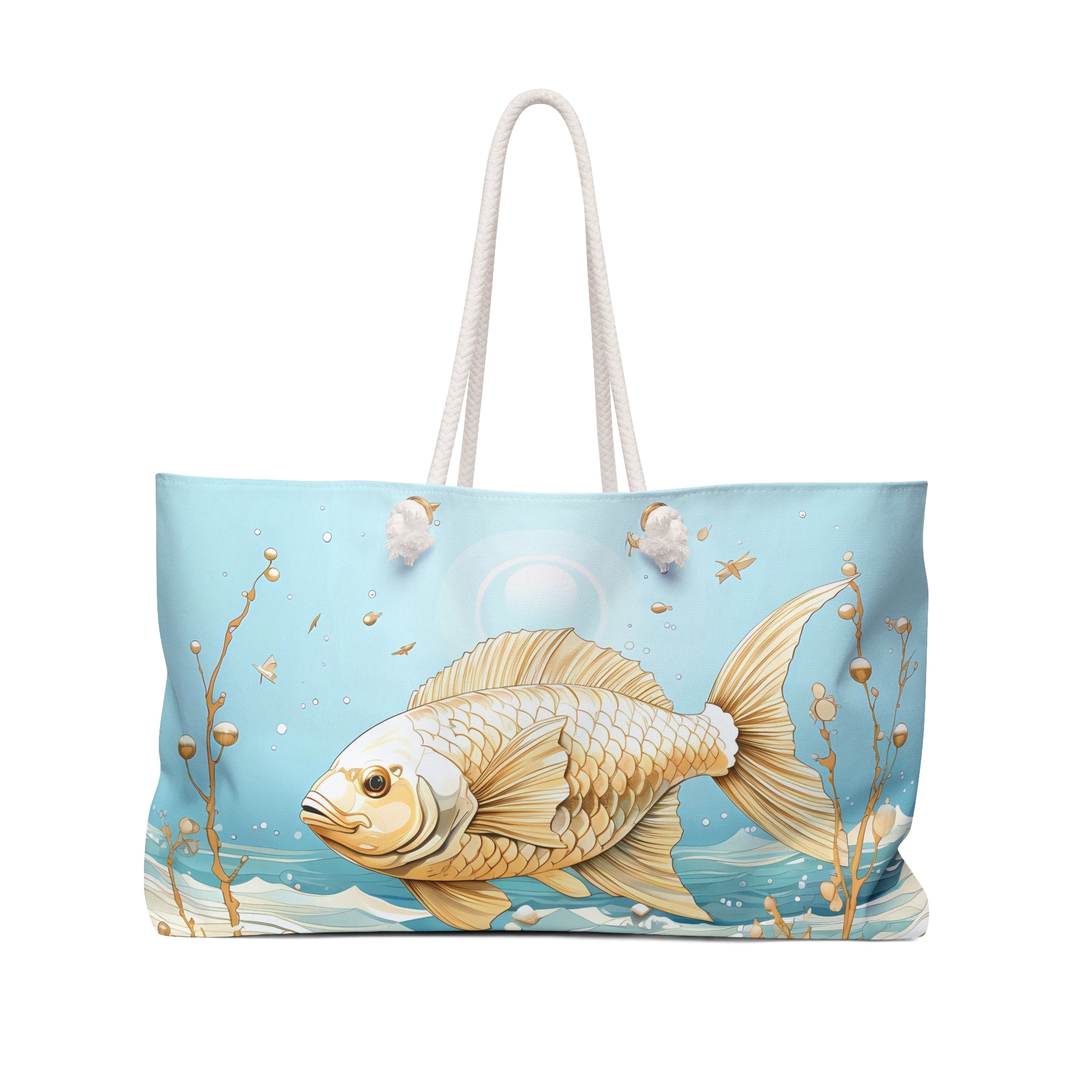 Artistic Fish Extra Large Tote Bag Perfect for Summer Beach Travel & Aquatic Lovers