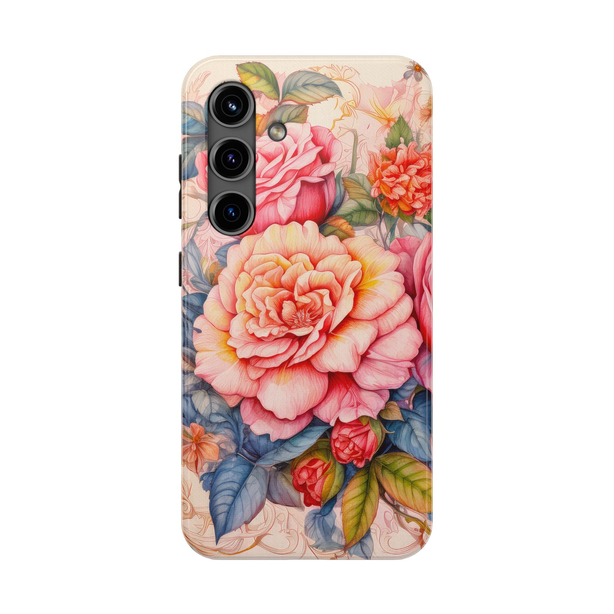 Floral Pink & Blue Tough Mobile Phone Case