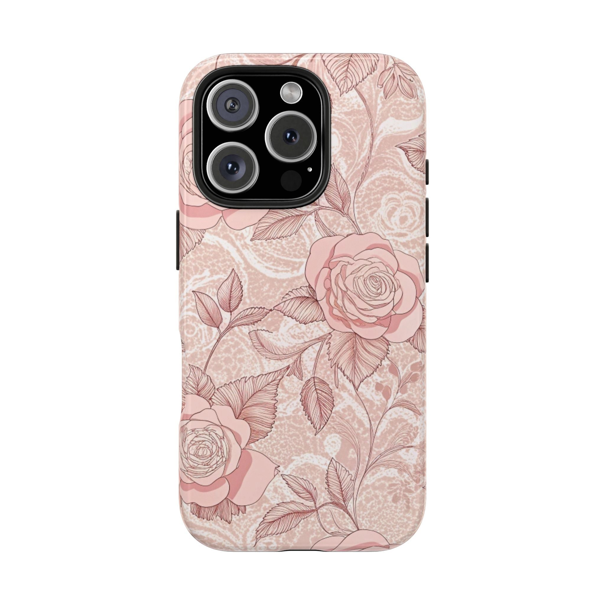 Beautiful Pink Floral Tough iPhone Samsung Case, Durable Rose Pattern, Phone Accessory, Gift for Her, Trendy Tech Protection