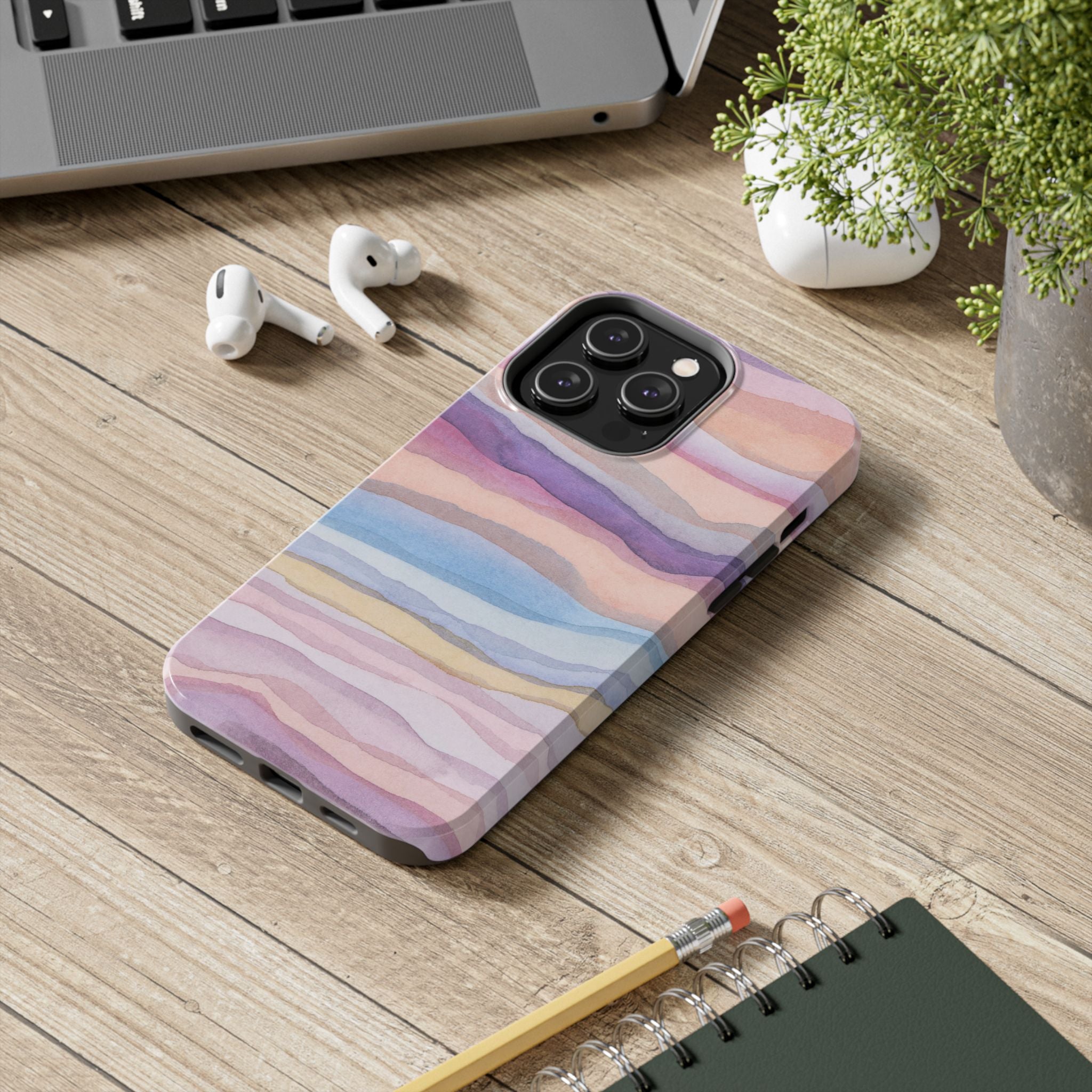 Watercolor Waves Tough Phone Case - Stylish Protection for Your Device