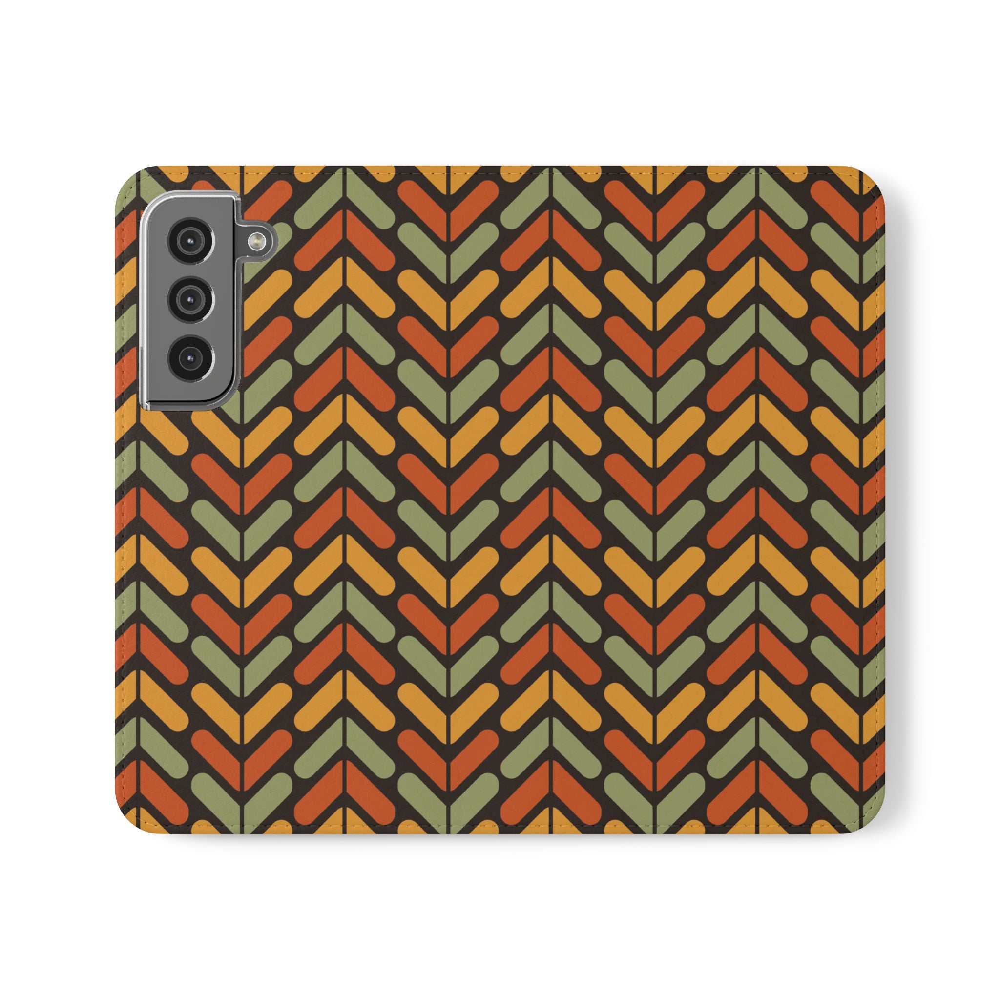 Boho Chic Flip Case Fall Leaf Pattern iPhone Samsung Wallet