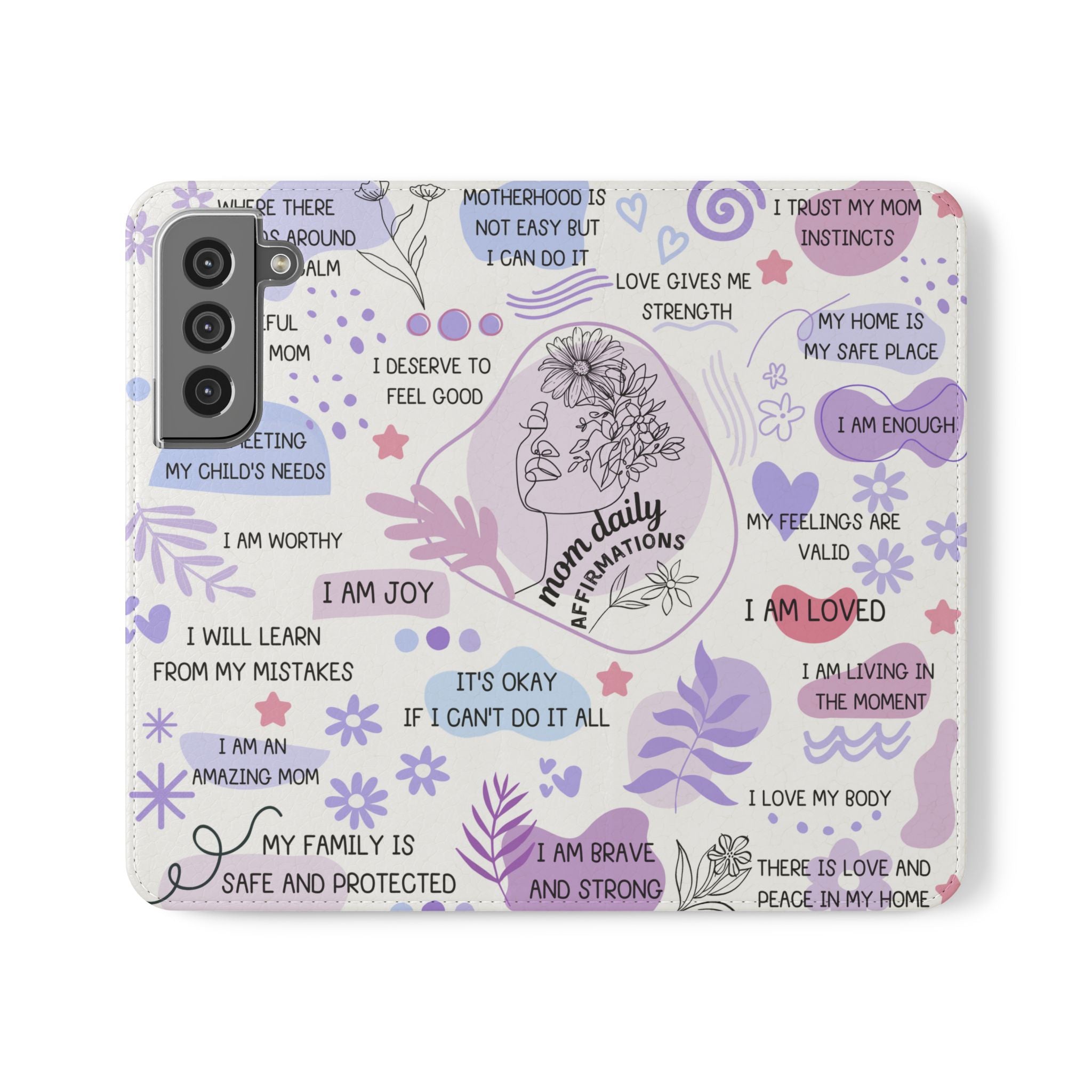 Inspirational Flip Case for Moms Motherhood Affirmations iPhone Samsung Cover