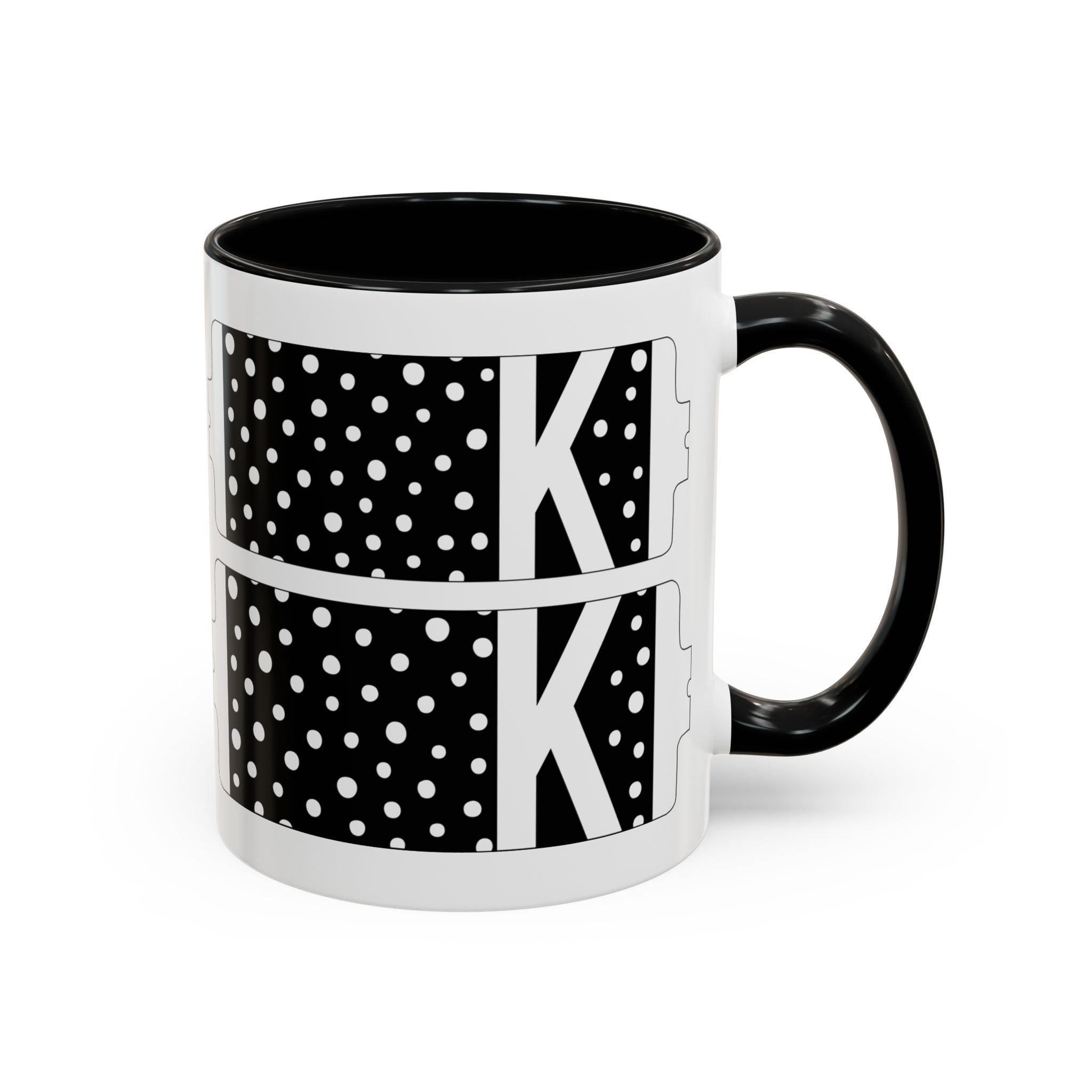 Black & White Polka Dot Initial Coffee Mug