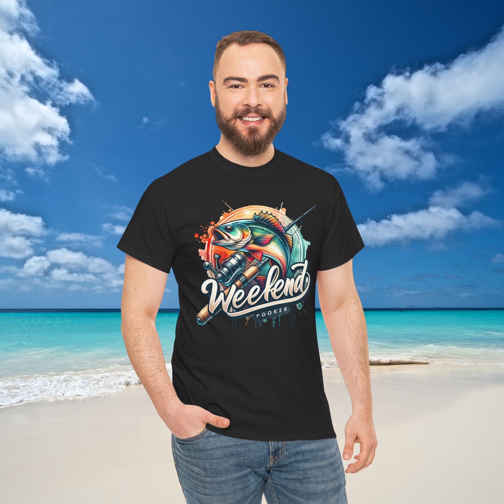 Fishing Weekend Hooker Heavy Cotton Tee Adventure Camping T-Shirt