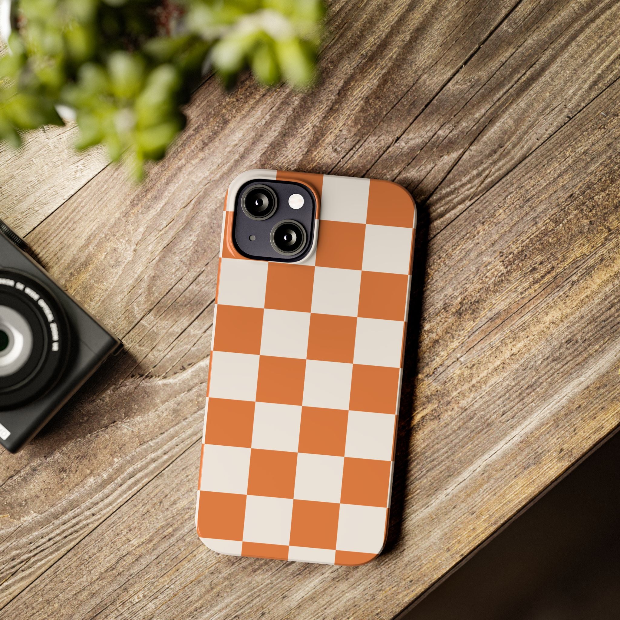 Orange & White Check Slim Phone Case