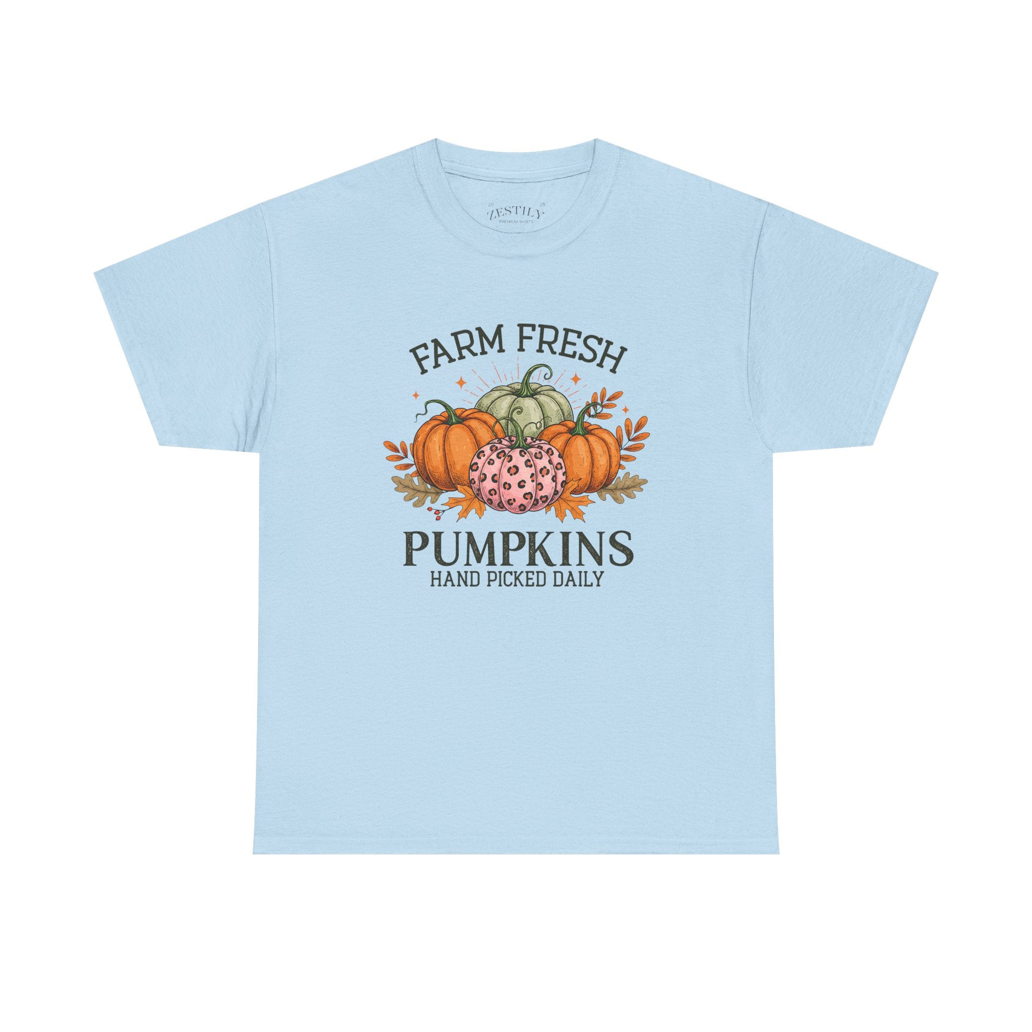Farm Fresh Pumpkins Heavy Cotton Tee, Autumn T-Shirt, Fall Festival Shirt, Thanksgiving Apparel, Pumpkin Lover Gift