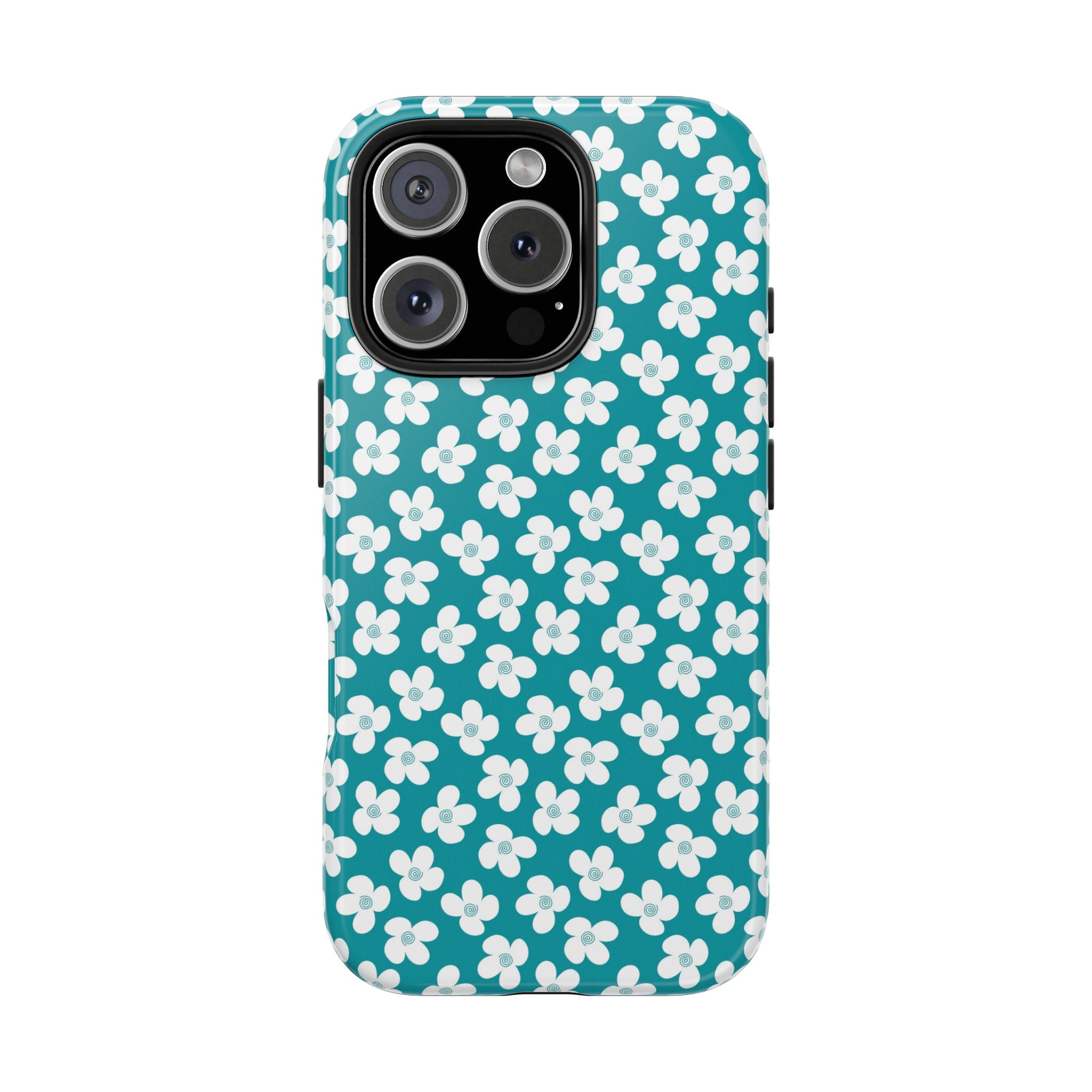 Floral Impact Resistant Daisy Tough Phone Case Durable Protection with White Blossom Design iPhone Samsung Cover