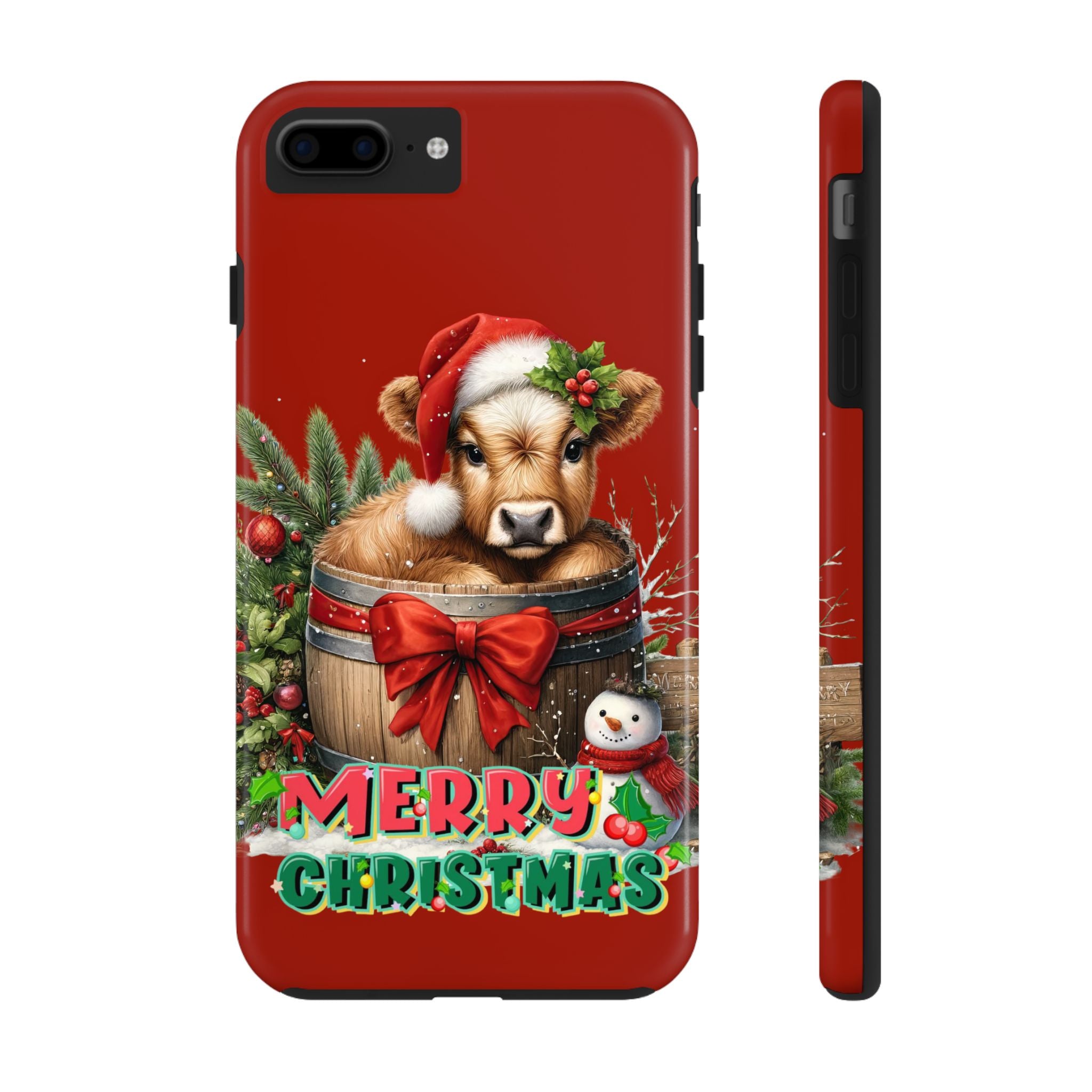 Merry Christmas Highland Cow Tough Mobile Phone Case