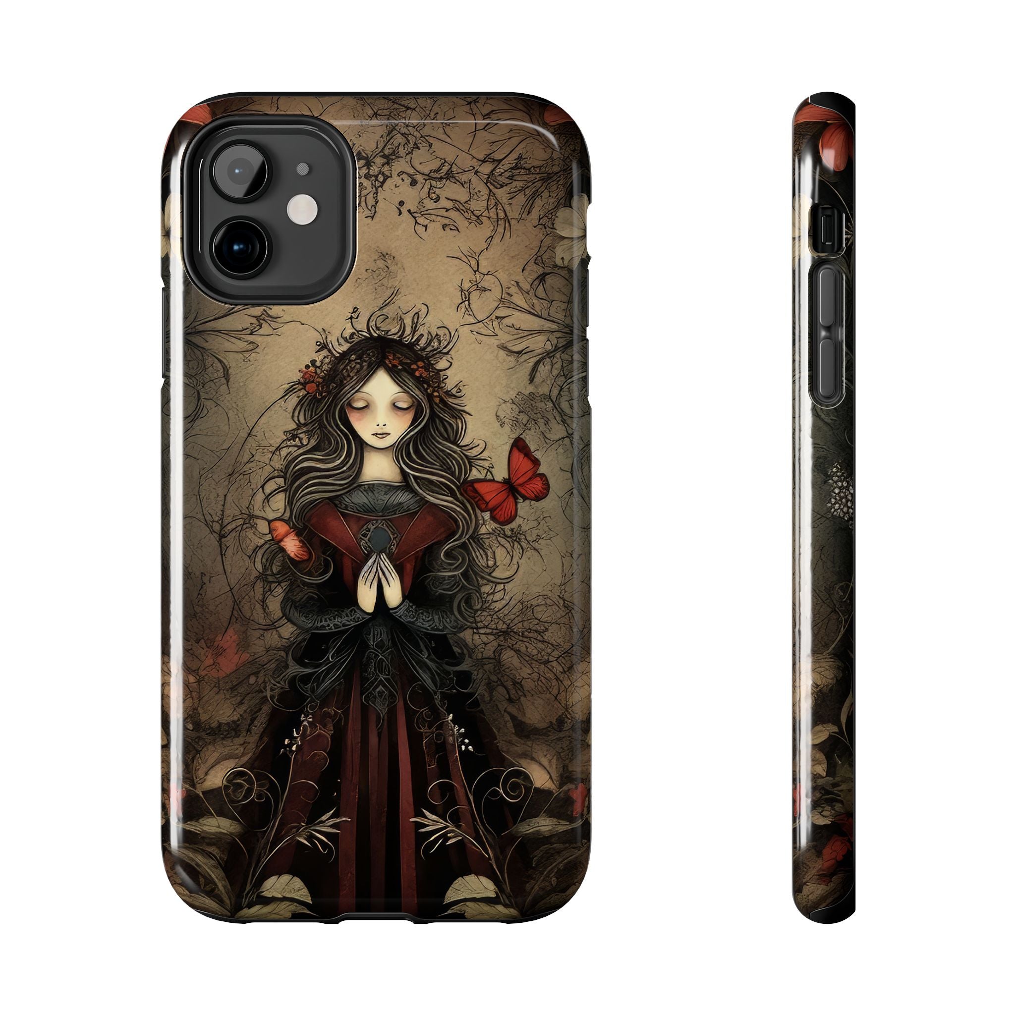 Retro Style Victorian Woman With Butterflies Phone Case